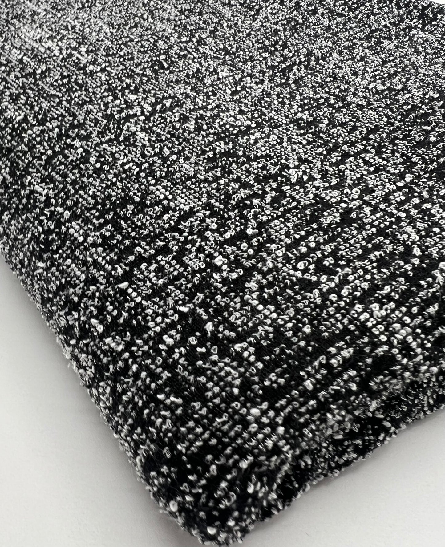 Black Grey Slubbed Knit Textured Stretch Fabric