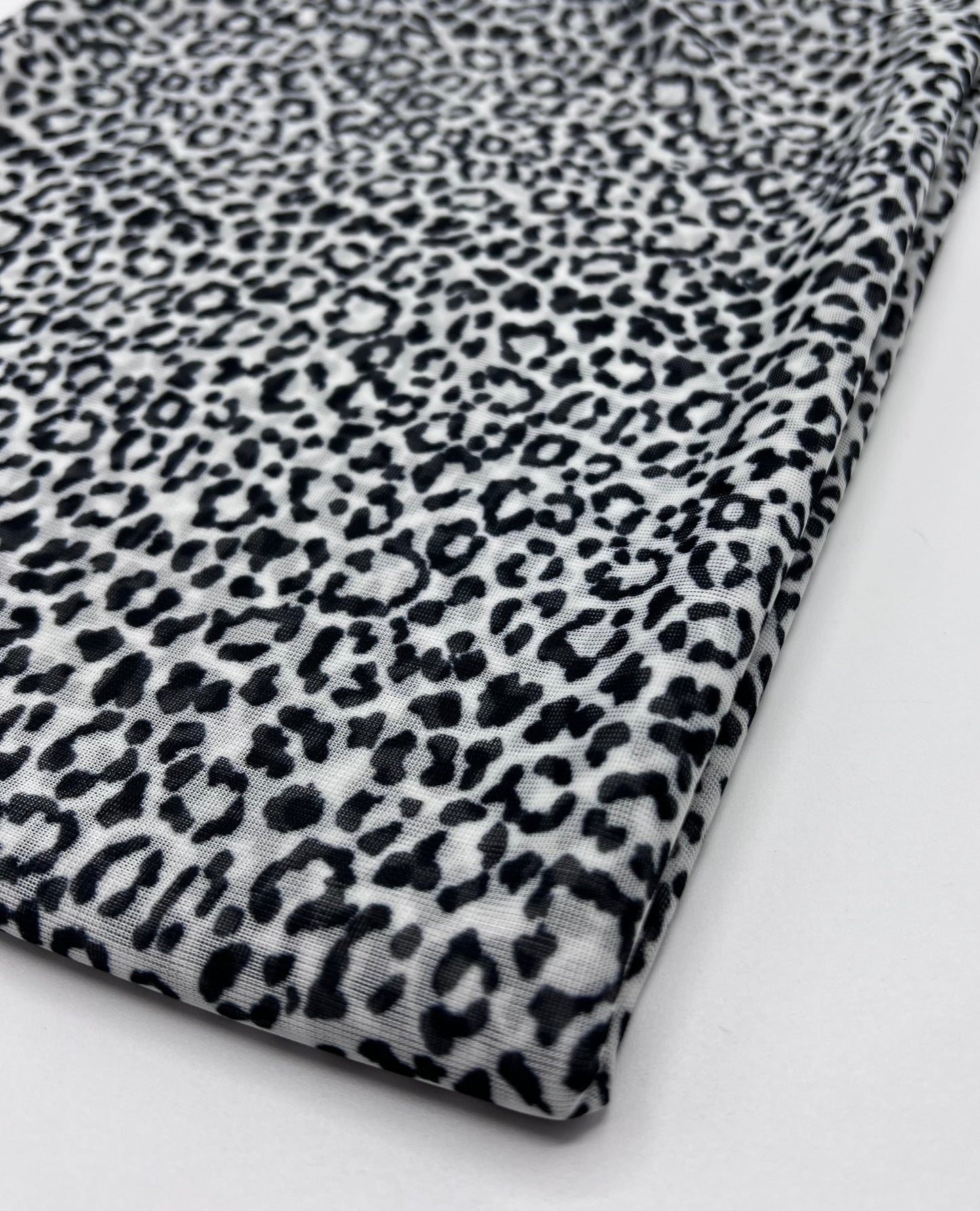 2 Metres Grey Black Animal Print Mesh Fabric Stretch - T9 Fabrics