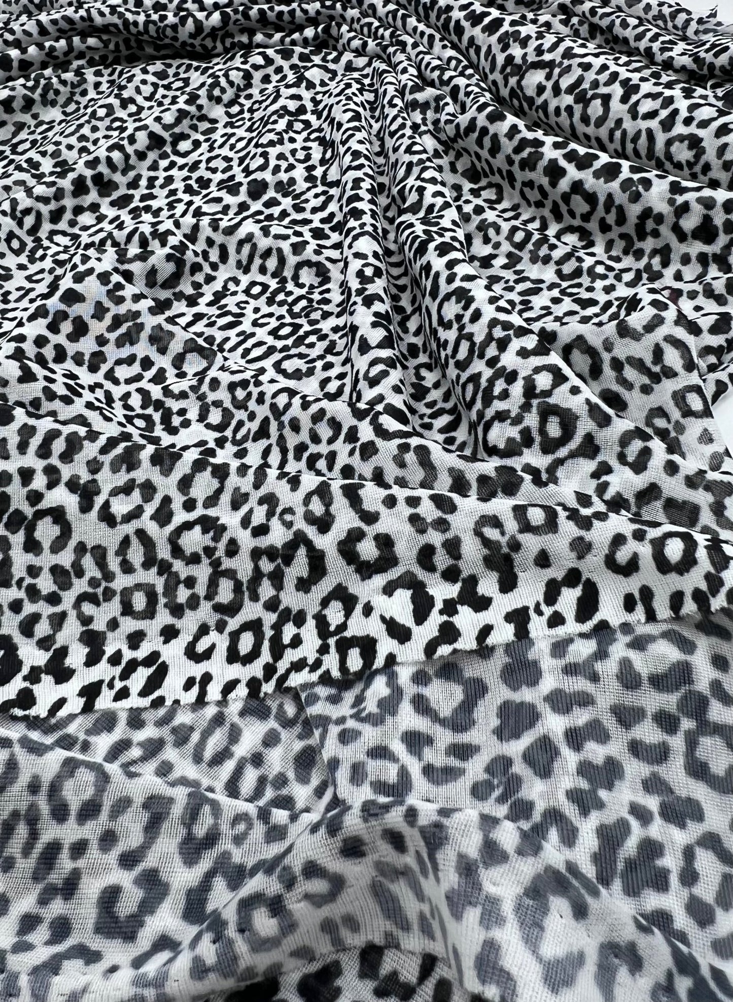 2 Metres Grey Black Animal Print Mesh Fabric Stretch - T9 Fabrics