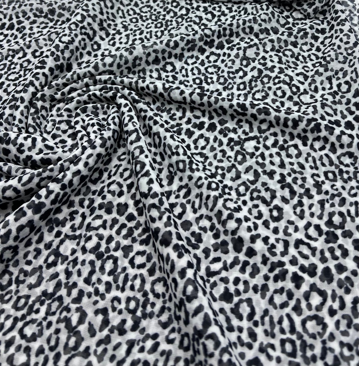 2 Metres Grey Black Animal Print Mesh Fabric Stretch - T9 Fabrics