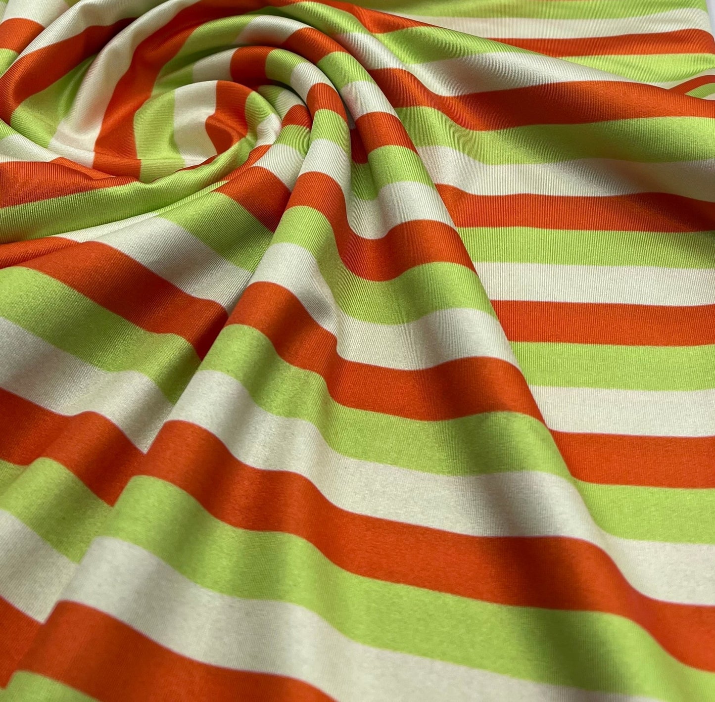 2 Metres Lime Orange Stripe Swimwear / Sportswear Fabric - T9 Fabrics