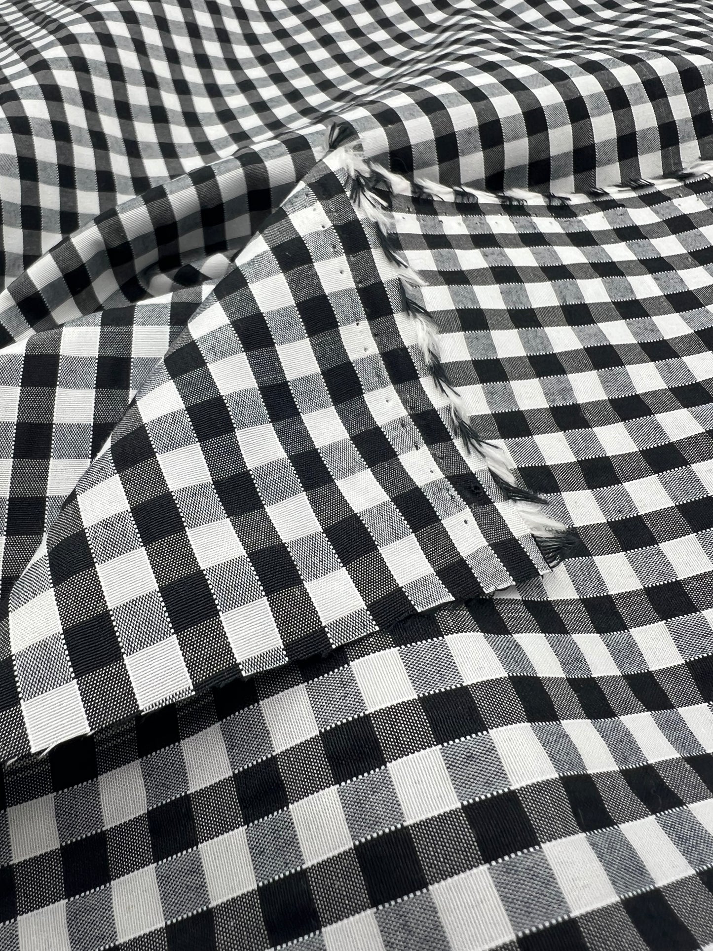 Black Gingham Printed Poly Cotton 90 GSM 80/20 44 Inch Non Stretch