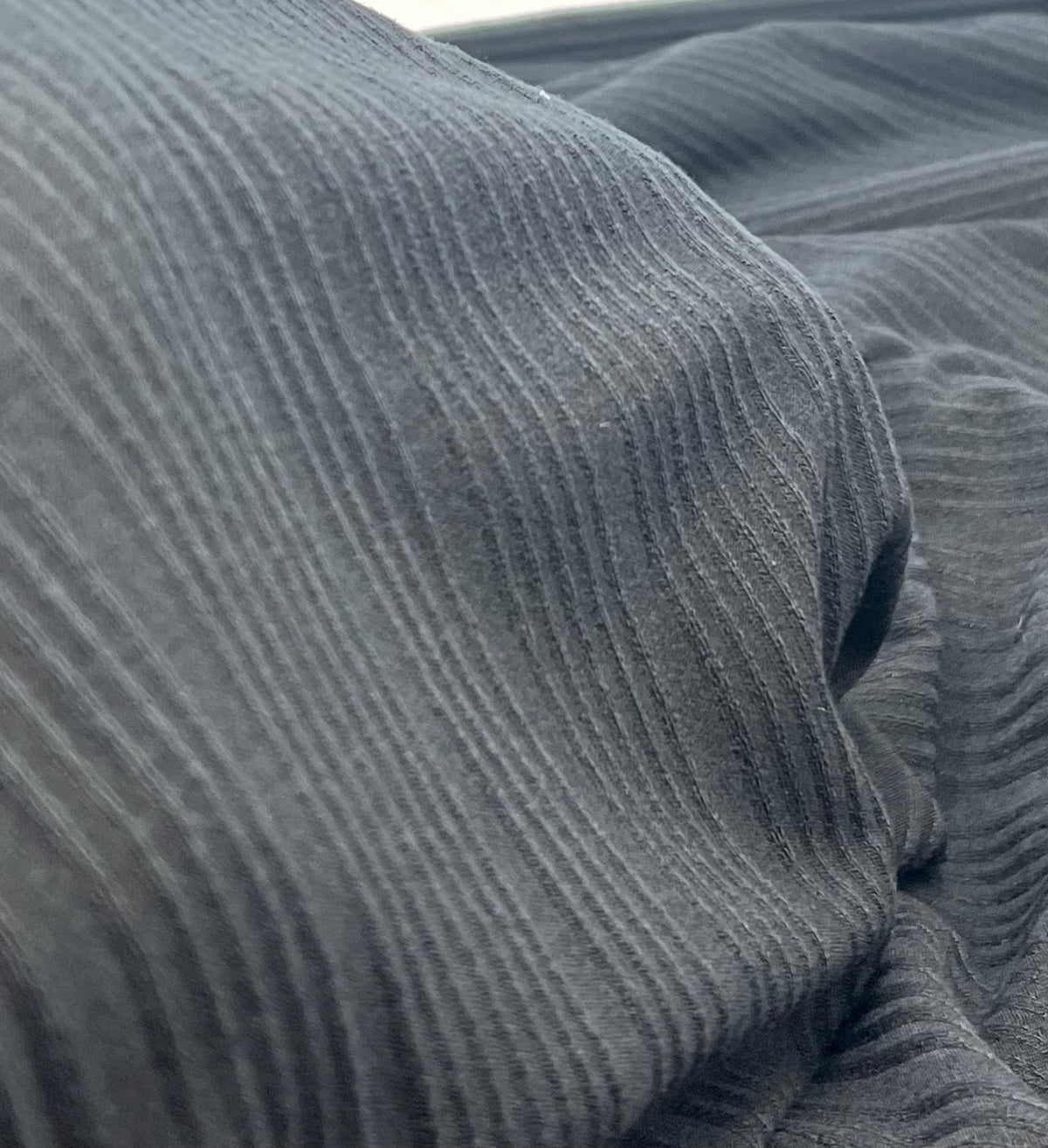 Black Textured Stripe Rib Stretch Fabric