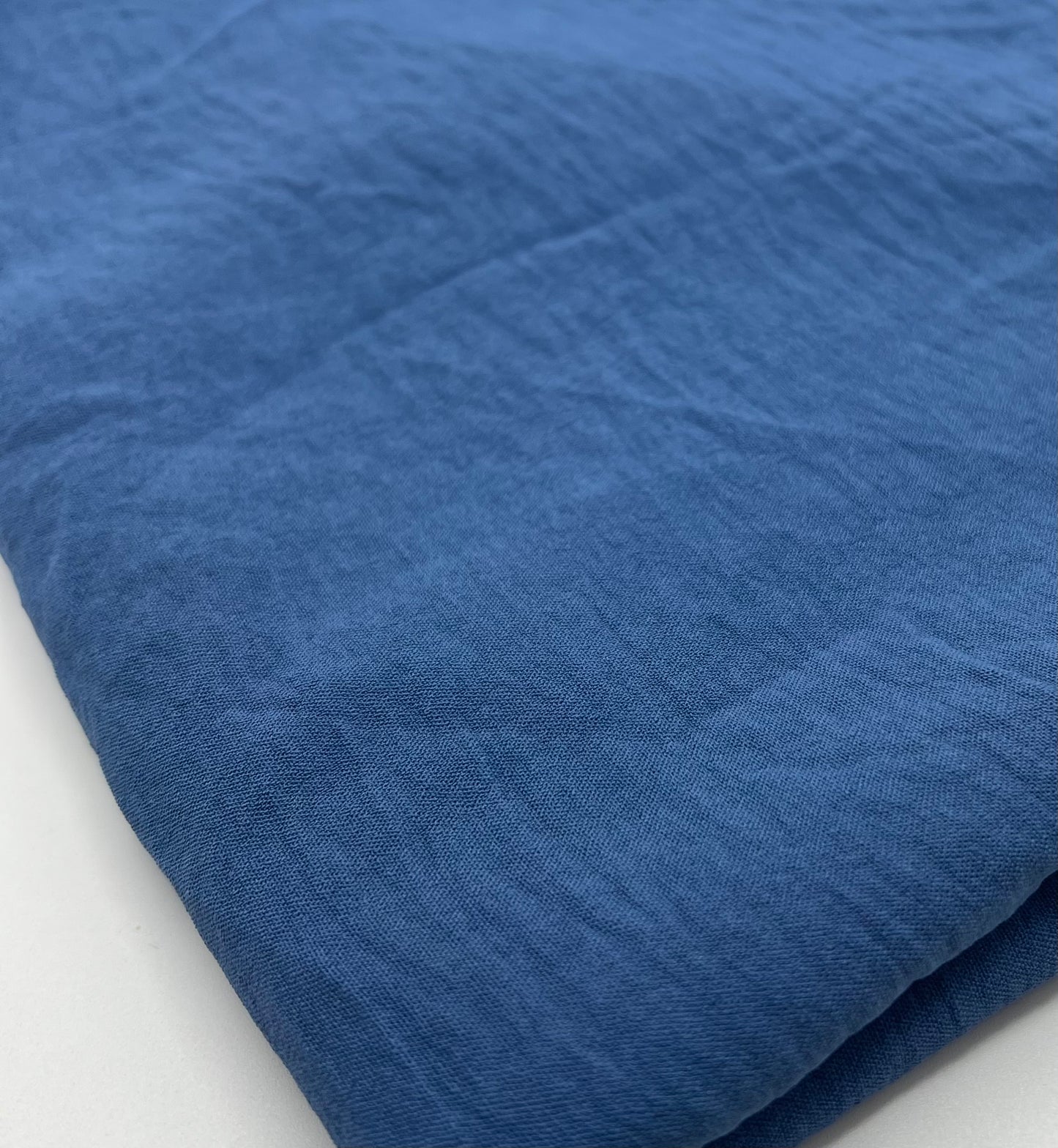 Plain Denim Blue Ocean Crepe Stretch Fabric Non Stretch
