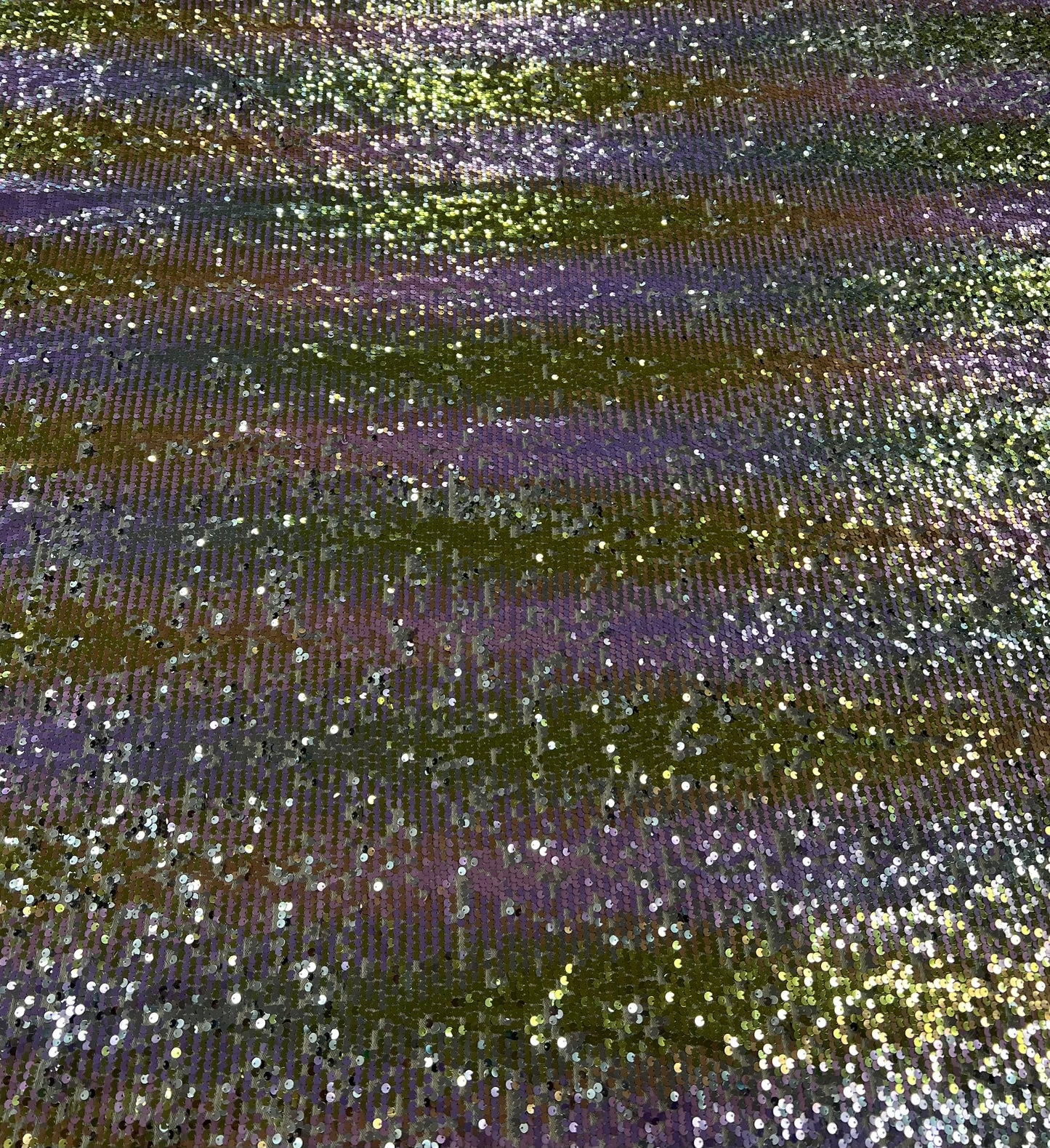 Lilac Gold Sequin Detail Textured Mesh Stretch Fabric