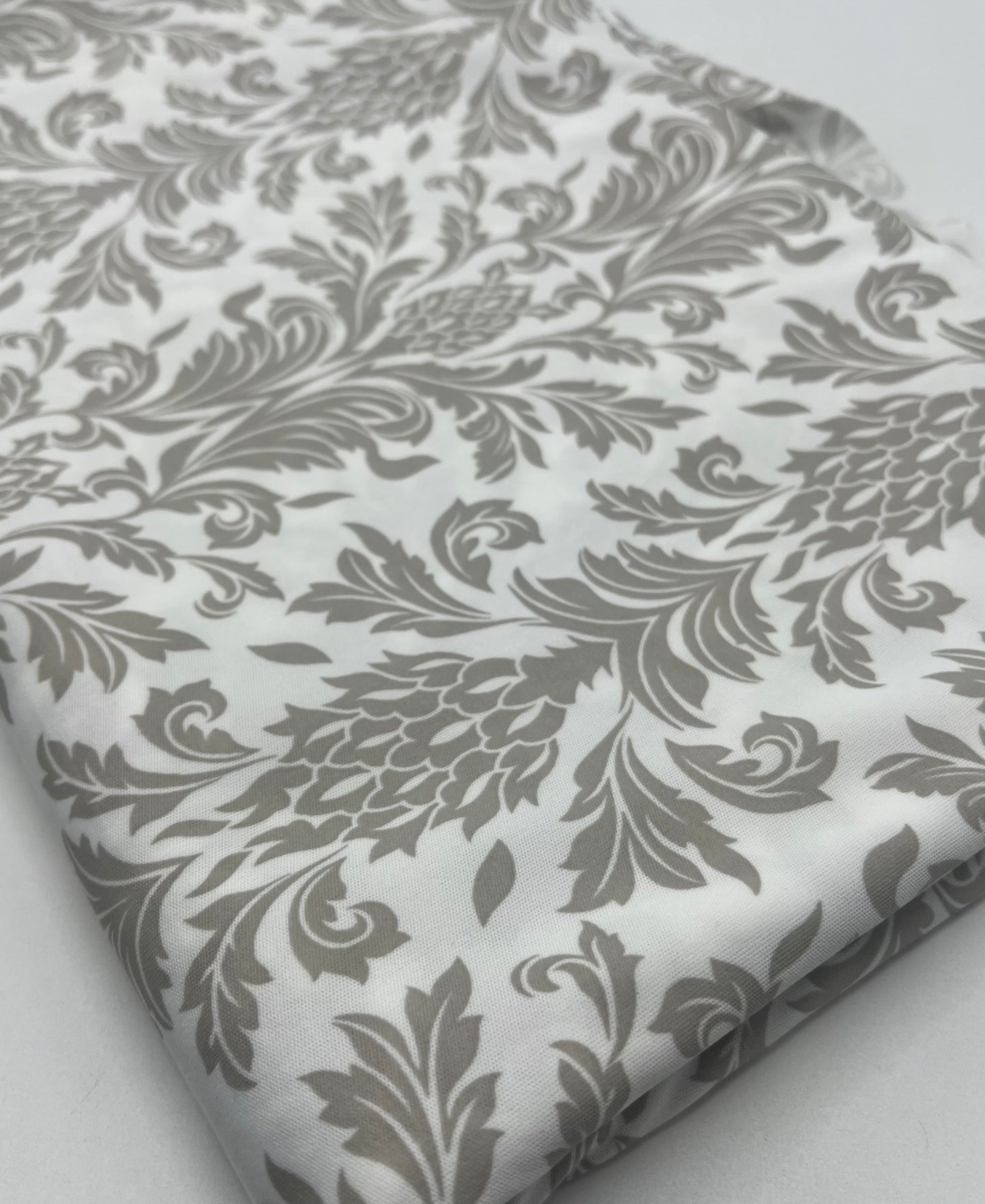 Ivory Grey Floral Lightweight Stretch Fabric