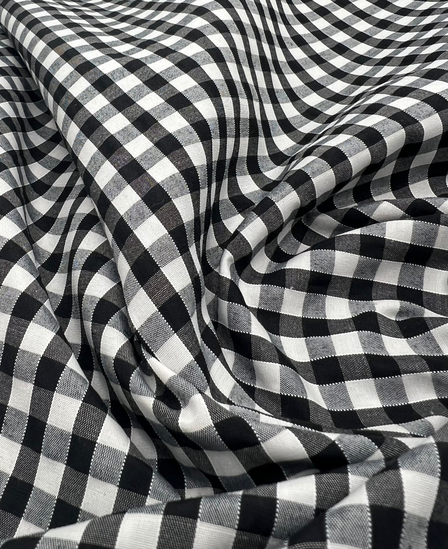 Black Gingham Printed Poly Cotton 90 GSM 80/20 44 Inch Non Stretch