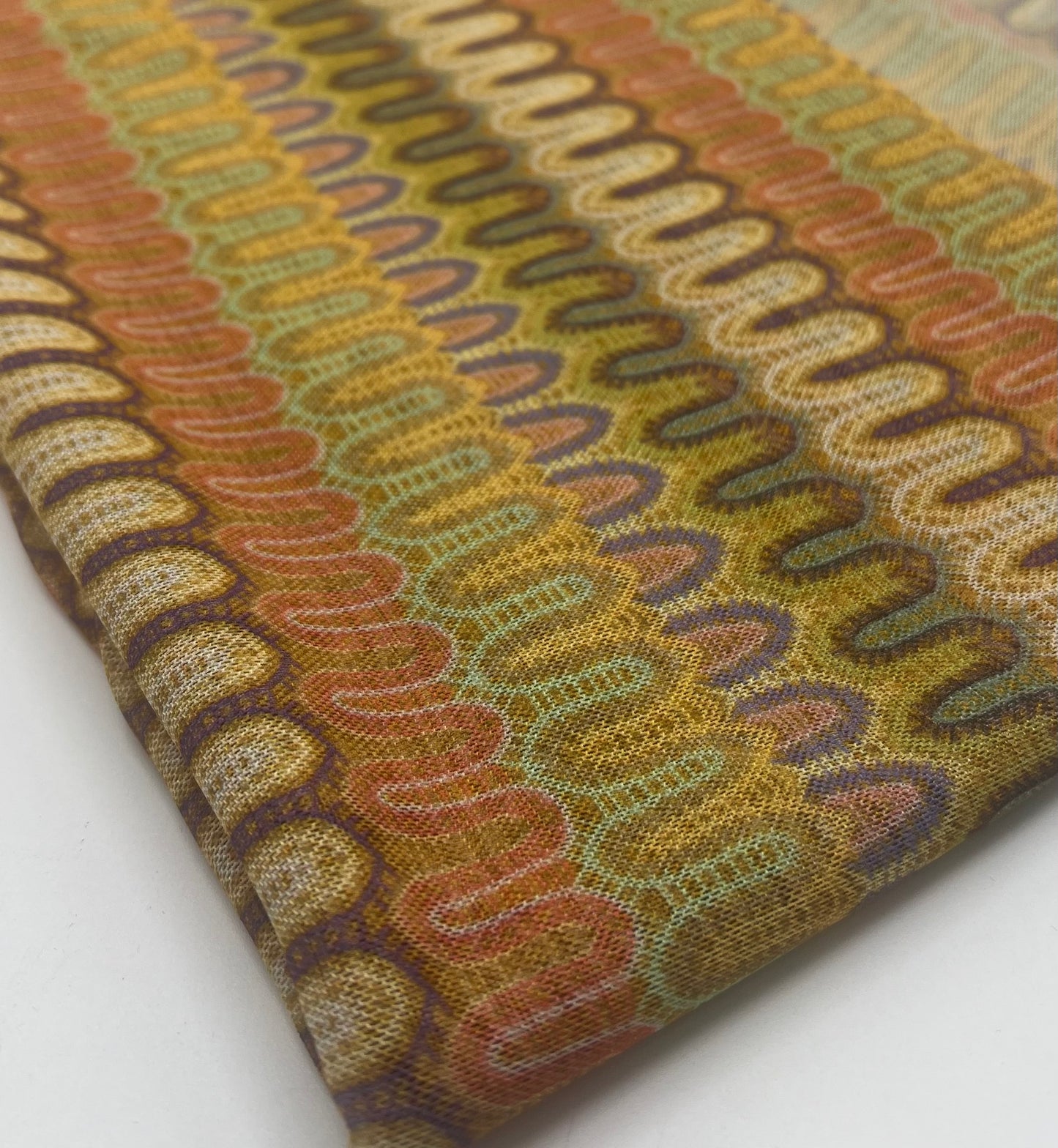 Multi Colour Wave Stripe Print Mesh Fabric Stretch
