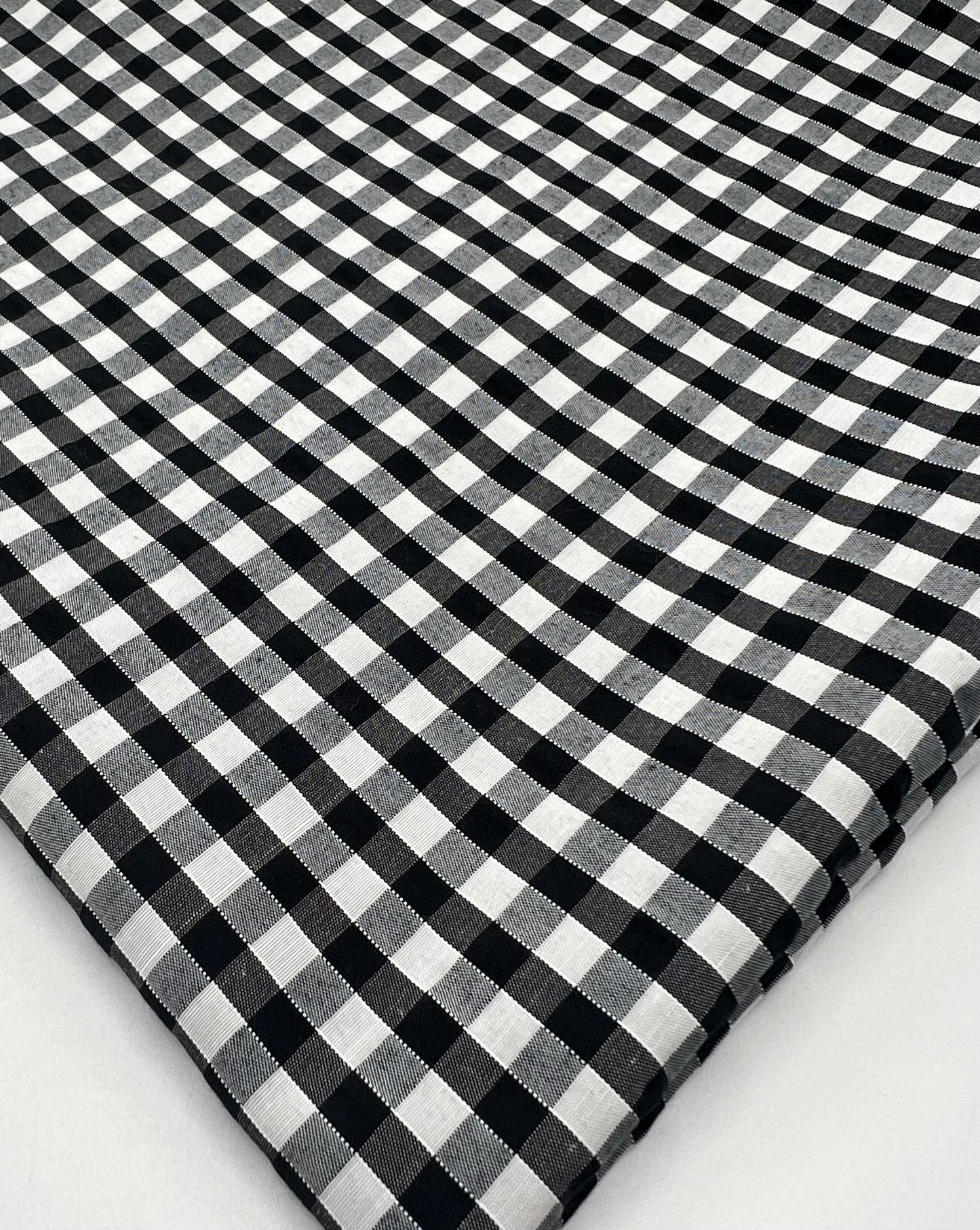 Black Gingham Printed Poly Cotton 90 GSM 80/20 44 Inch Non Stretch