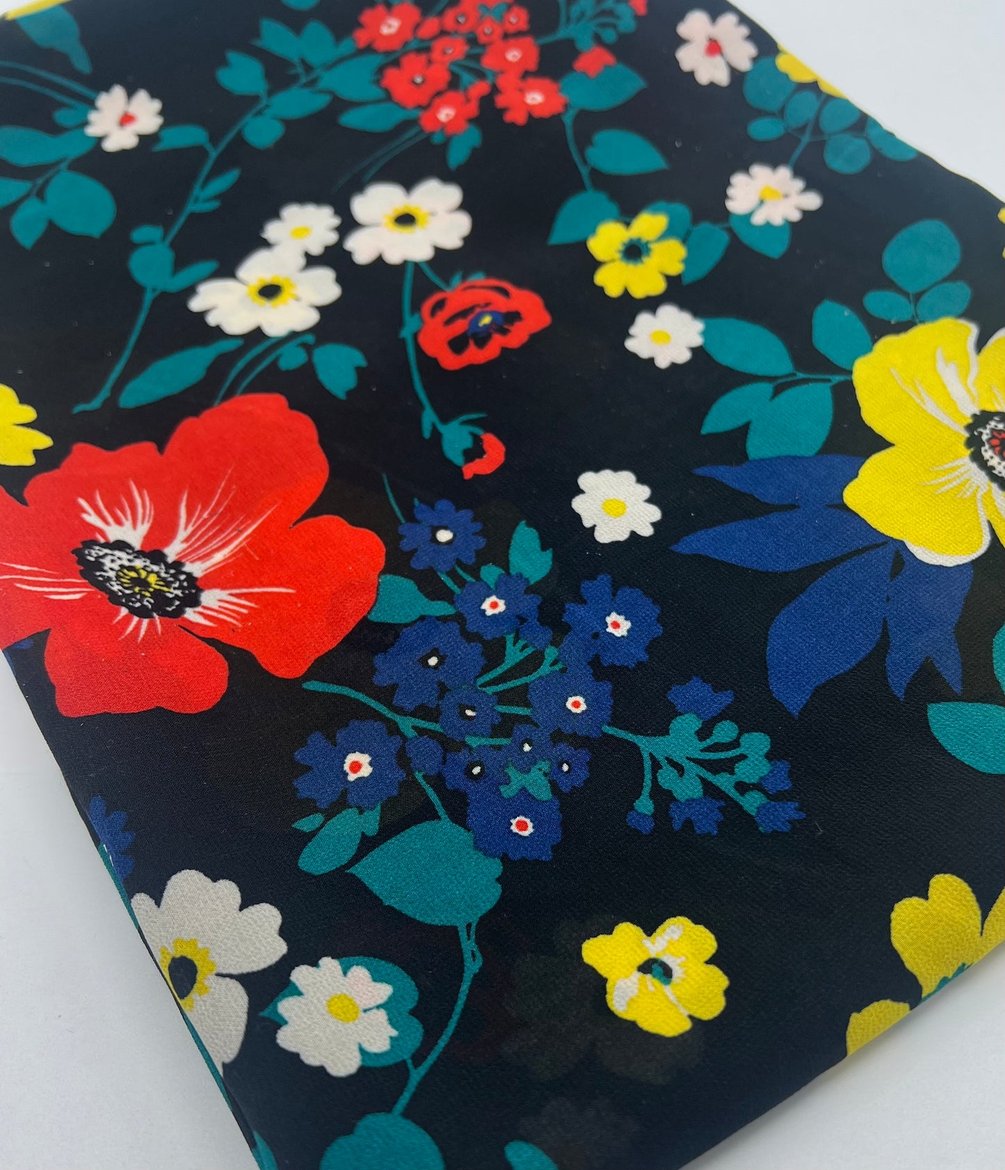 Black Floral Printed Chiffon Dress Fabric