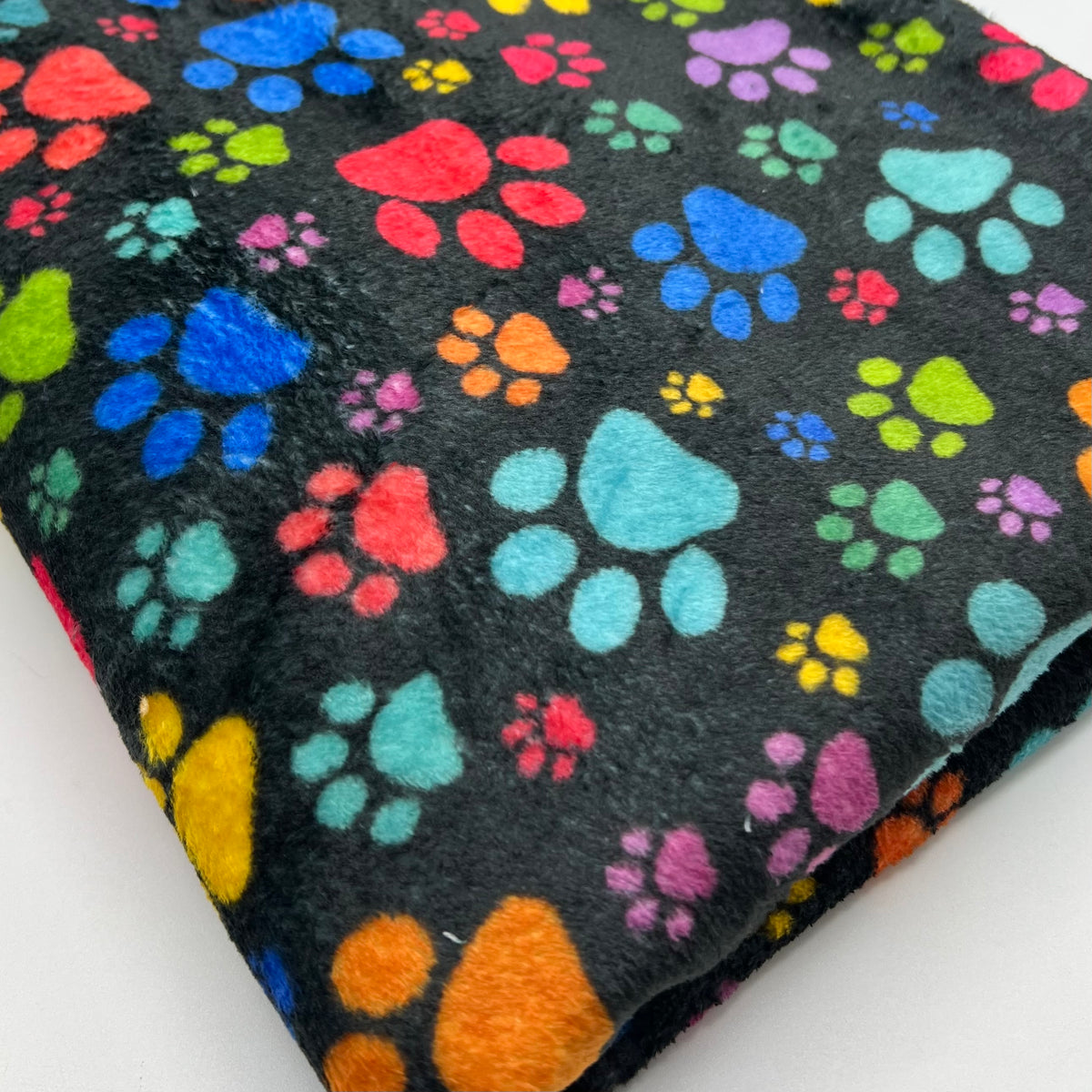 Rainbow Paw Prints Cuddle Fleece Fabric Blanket Loungewear