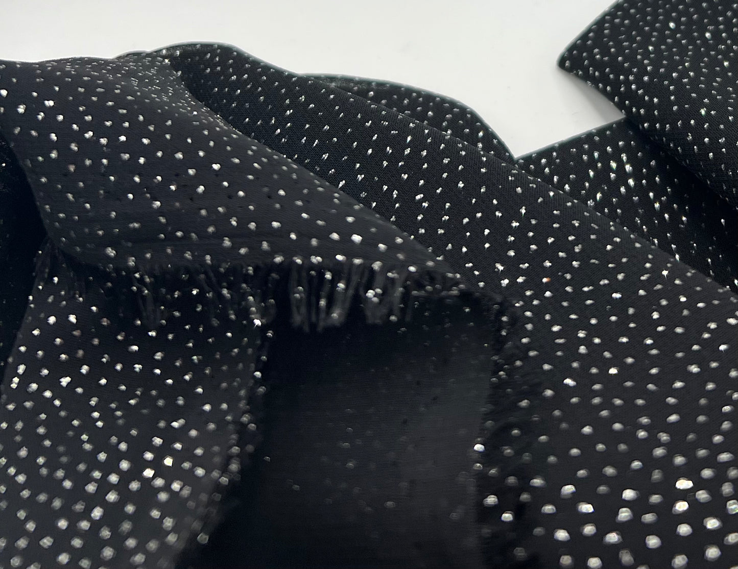 Black Silver Glitter Textured Fabric Non Stretch Chiffon