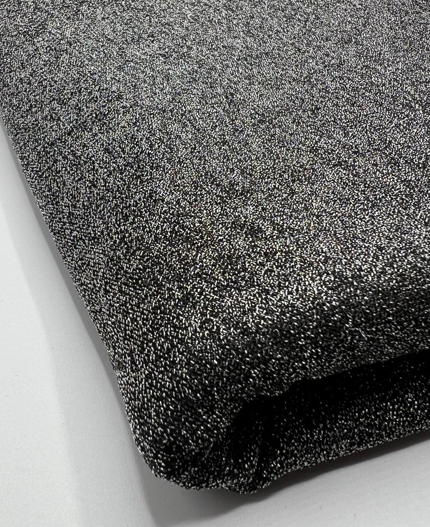 All Over Silver Thread Detail Black Lurex Fabric - T9 Fabrics