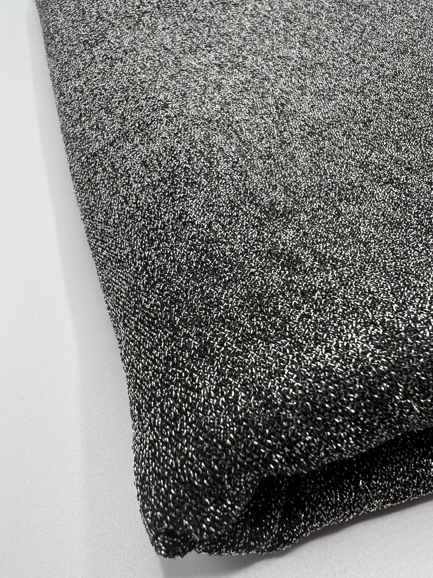All Over Silver Thread Detail Black Lurex Fabric - T9 Fabrics