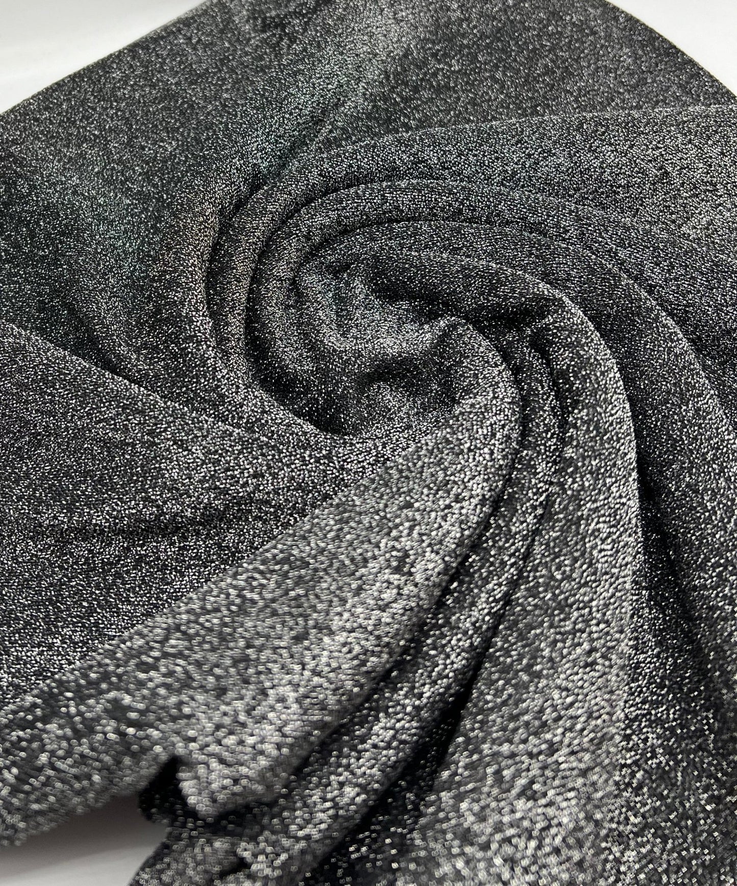 All Over Silver Thread Detail Black Lurex Fabric - T9 Fabrics