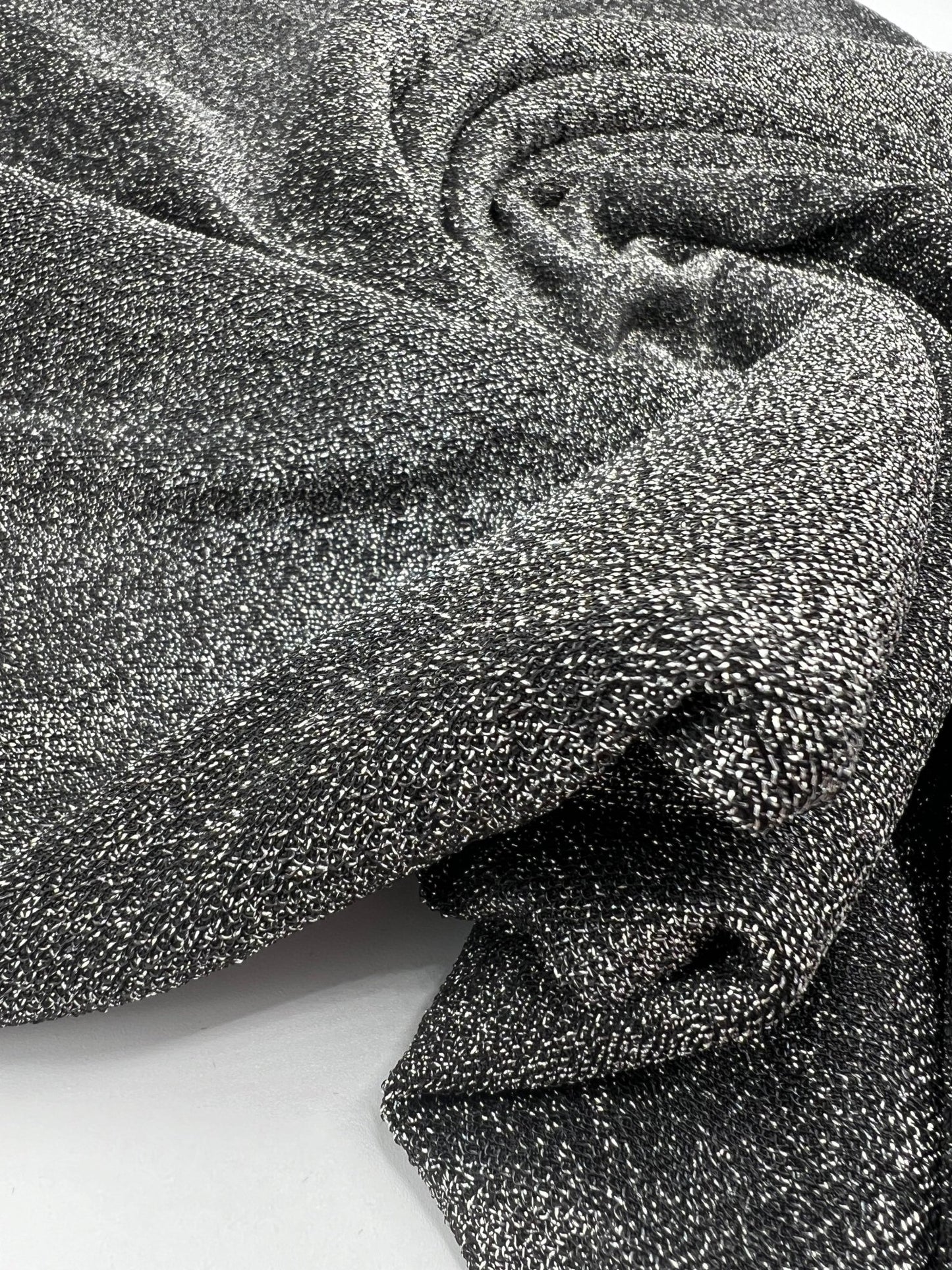 All Over Silver Thread Detail Black Lurex Fabric - T9 Fabrics