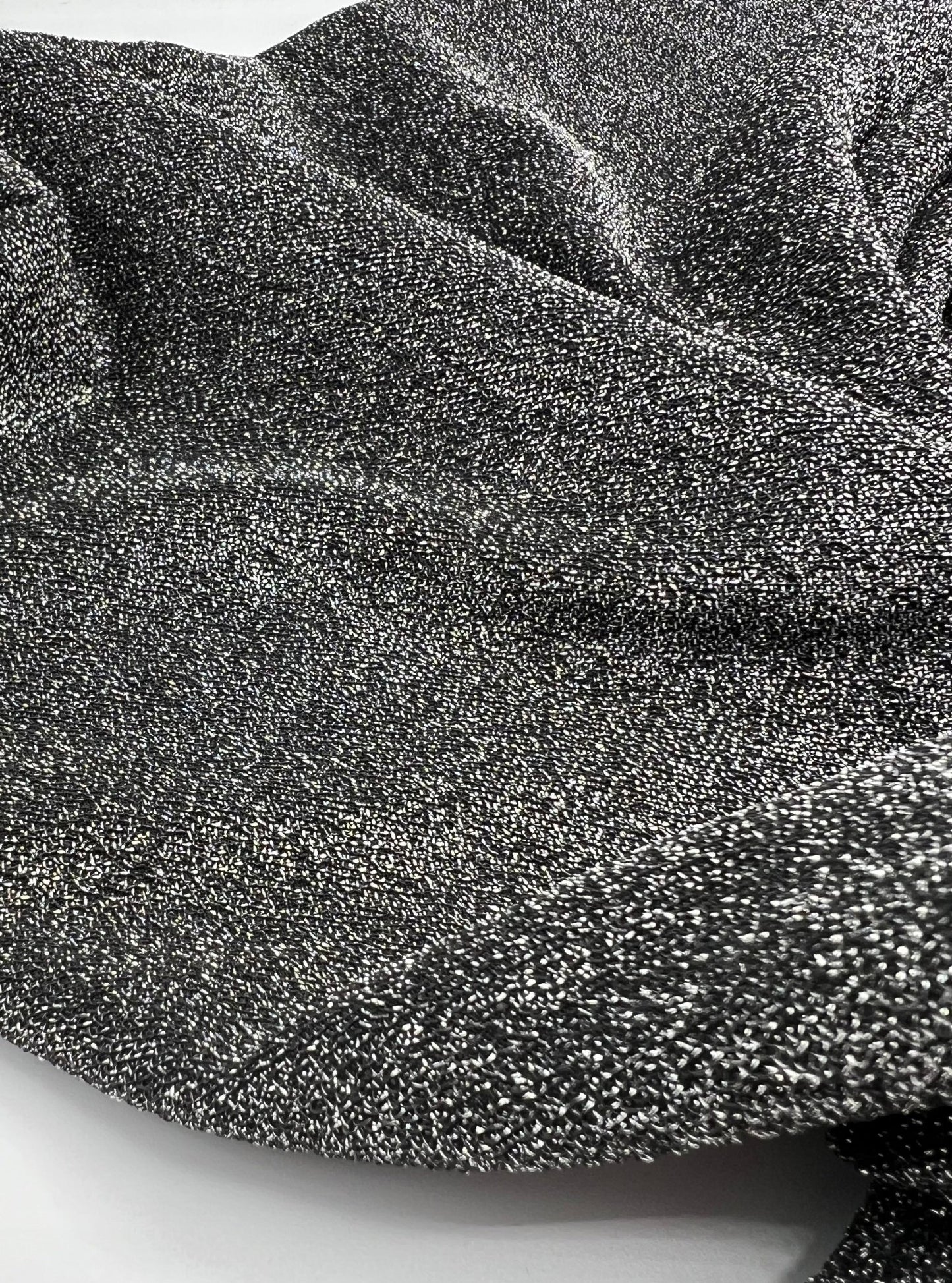 All Over Silver Thread Detail Black Lurex Fabric - T9 Fabrics