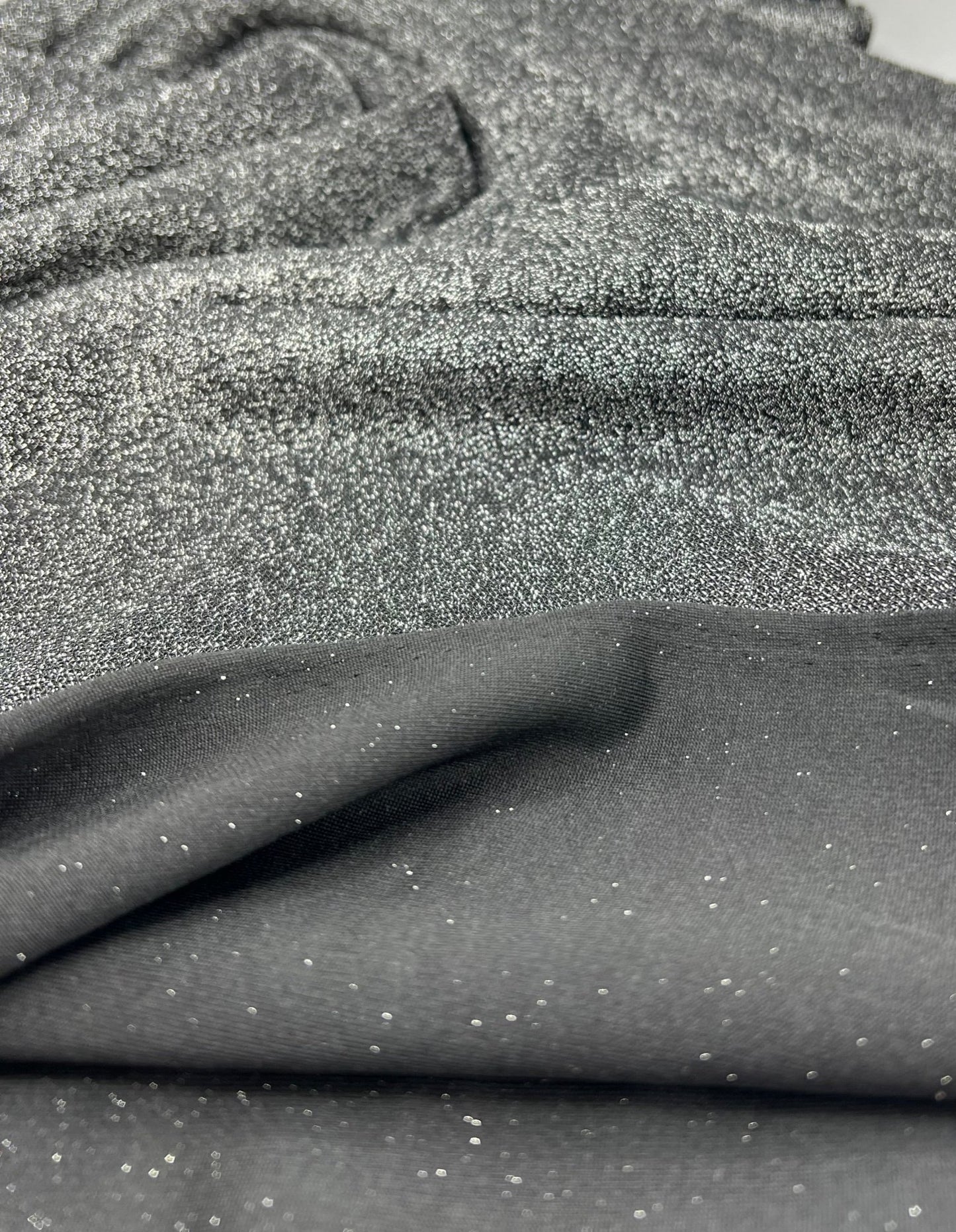 All Over Silver Thread Detail Black Lurex Fabric - T9 Fabrics