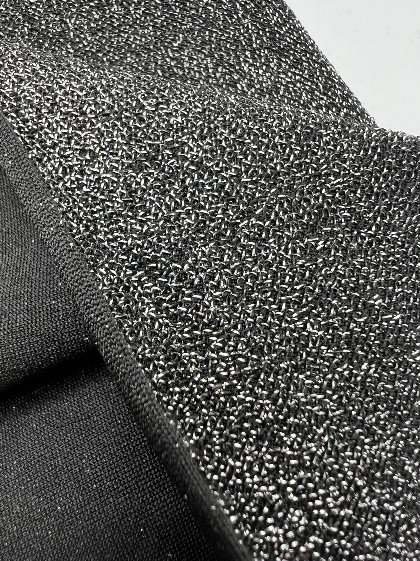 All Over Silver Thread Detail Black Lurex Fabric - T9 Fabrics