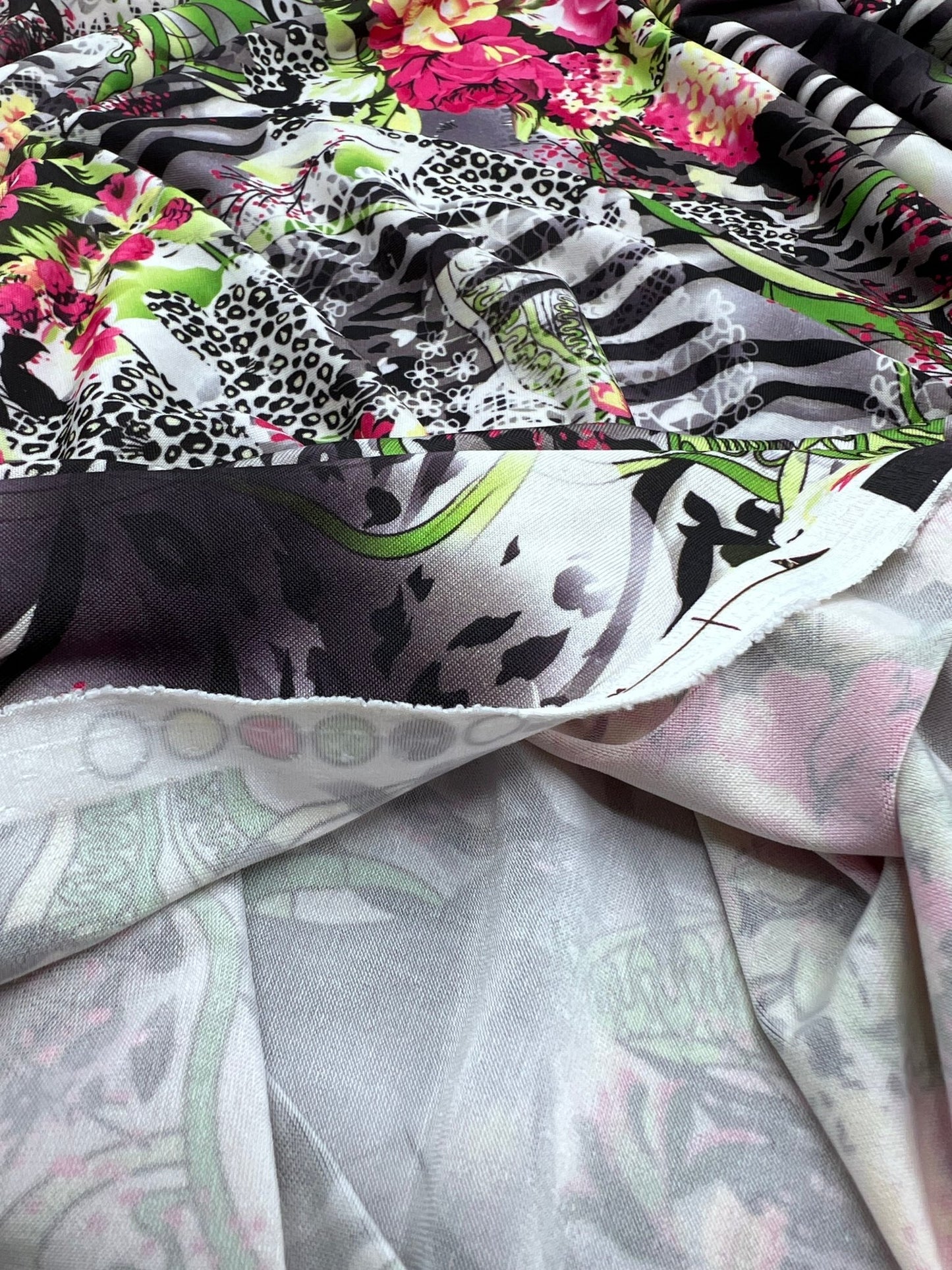 Animal Floral Mix Print Soft Touch 4 Way Stretch Fabric - T9 Fabrics