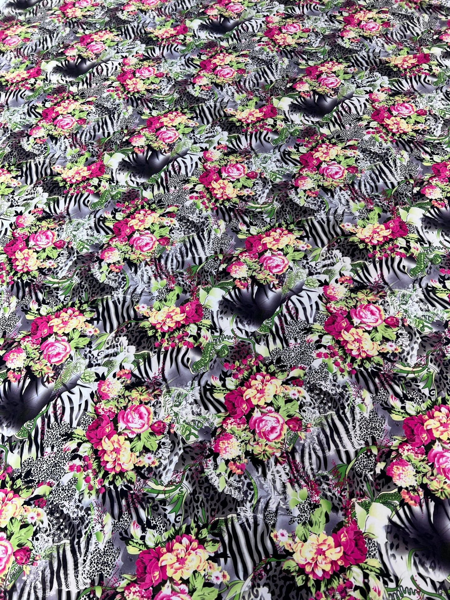 Animal Floral Mix Print Soft Touch 4 Way Stretch Fabric - T9 Fabrics