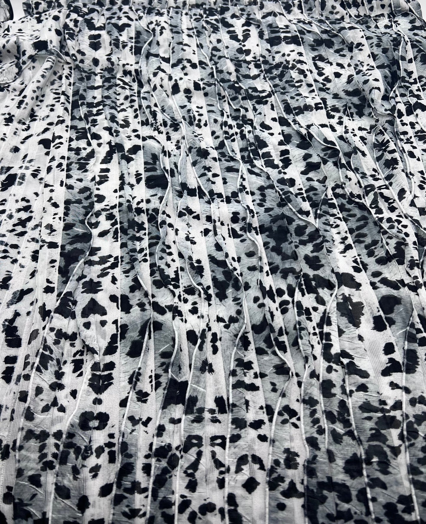Animal Silver Grey Textured Ruffle Lightweight Fabric - T9 Fabrics