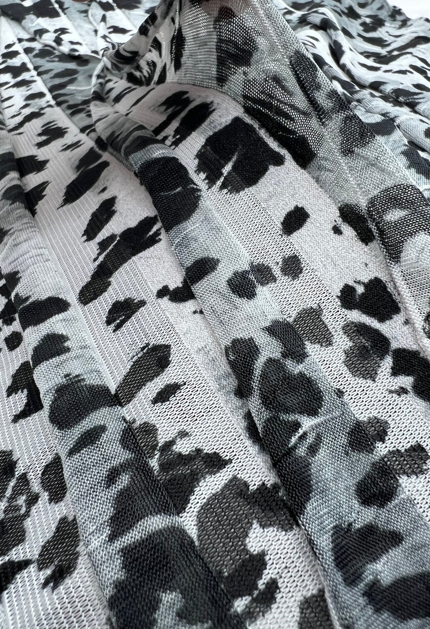 Animal Silver Grey Textured Ruffle Lightweight Fabric - T9 Fabrics