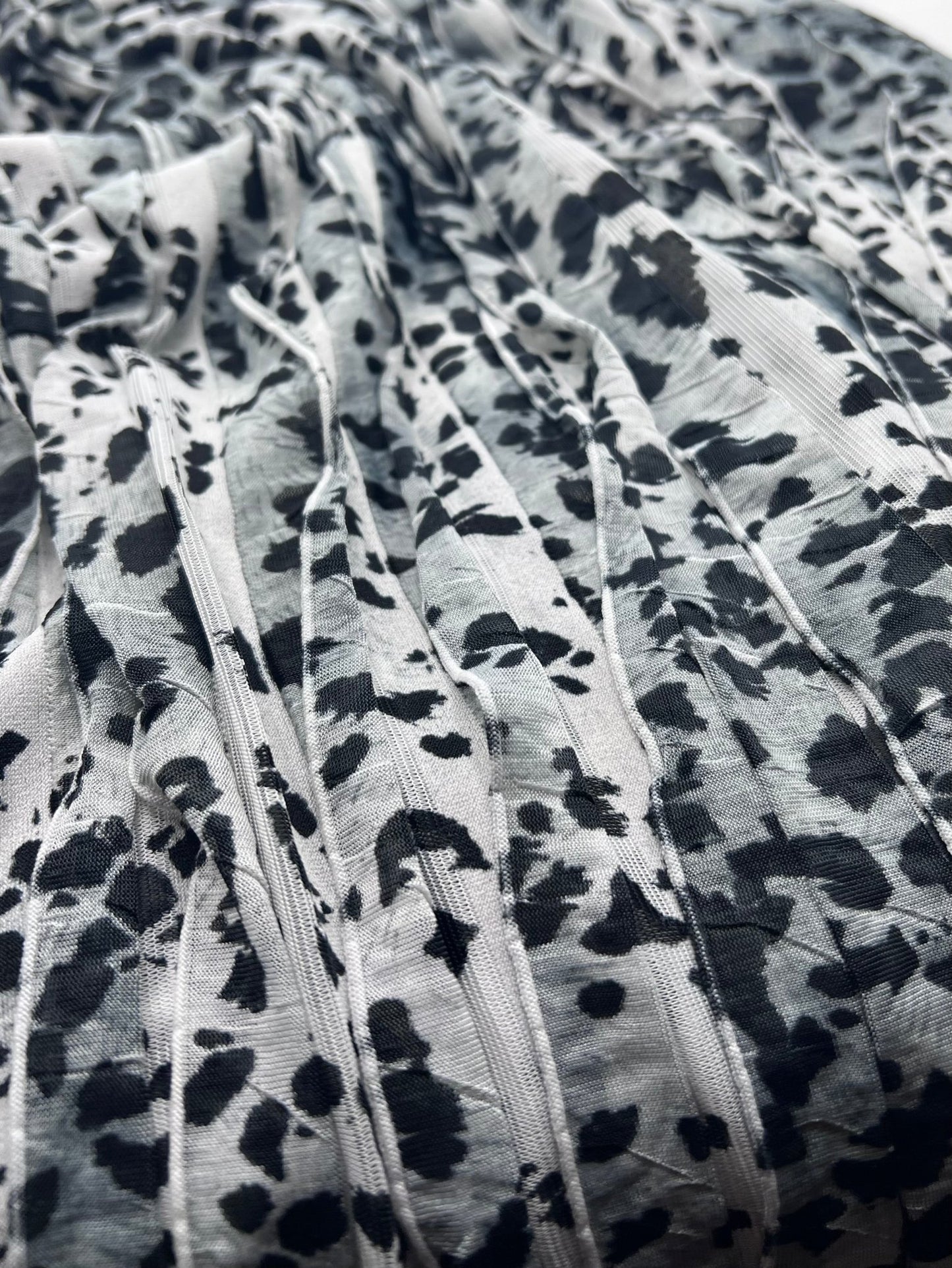 Animal Silver Grey Textured Ruffle Lightweight Fabric - T9 Fabrics