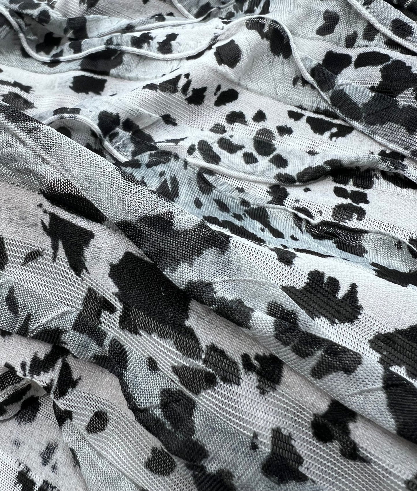Animal Silver Grey Textured Ruffle Lightweight Fabric - T9 Fabrics