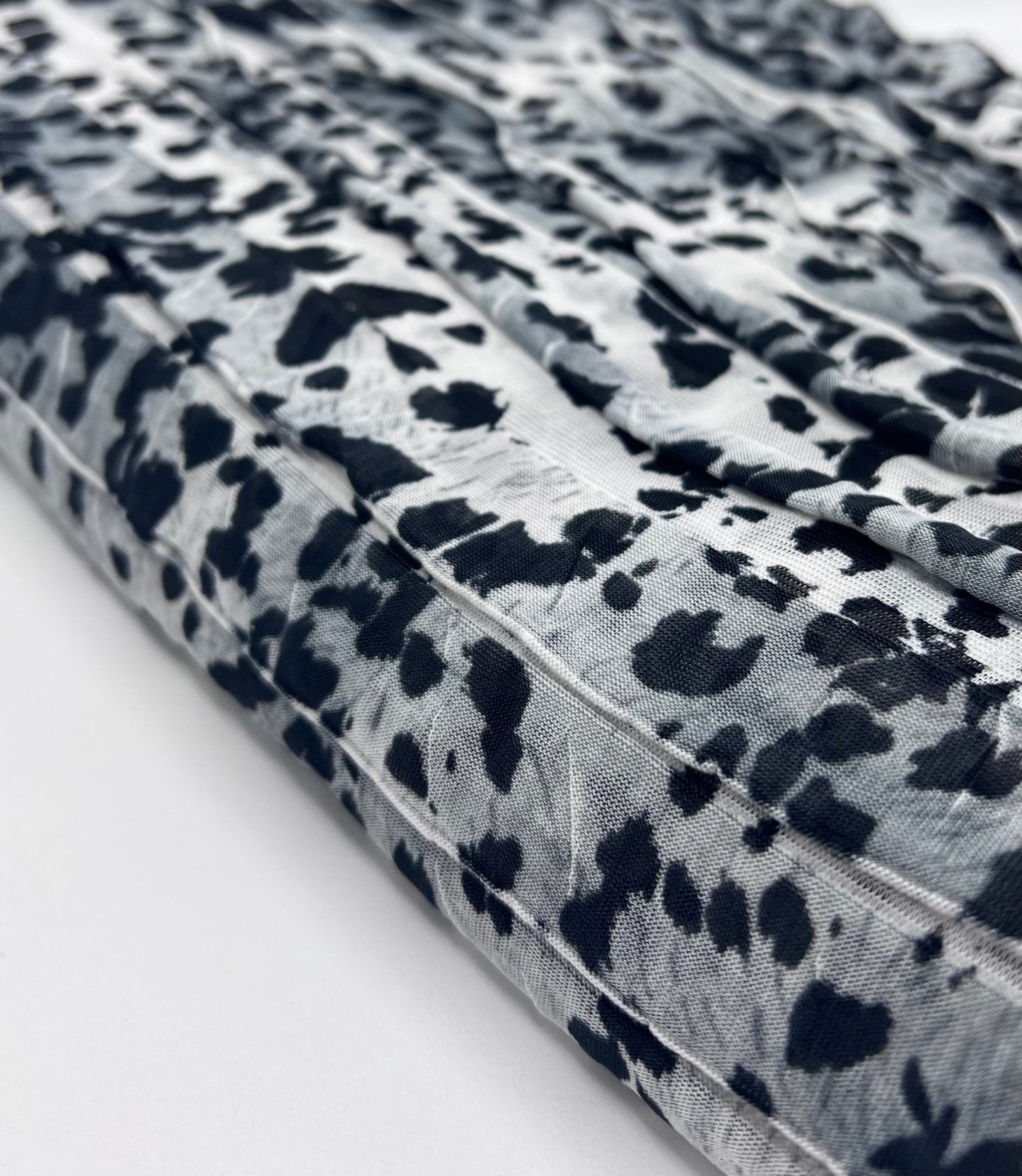 Animal Silver Grey Textured Ruffle Lightweight Fabric - T9 Fabrics