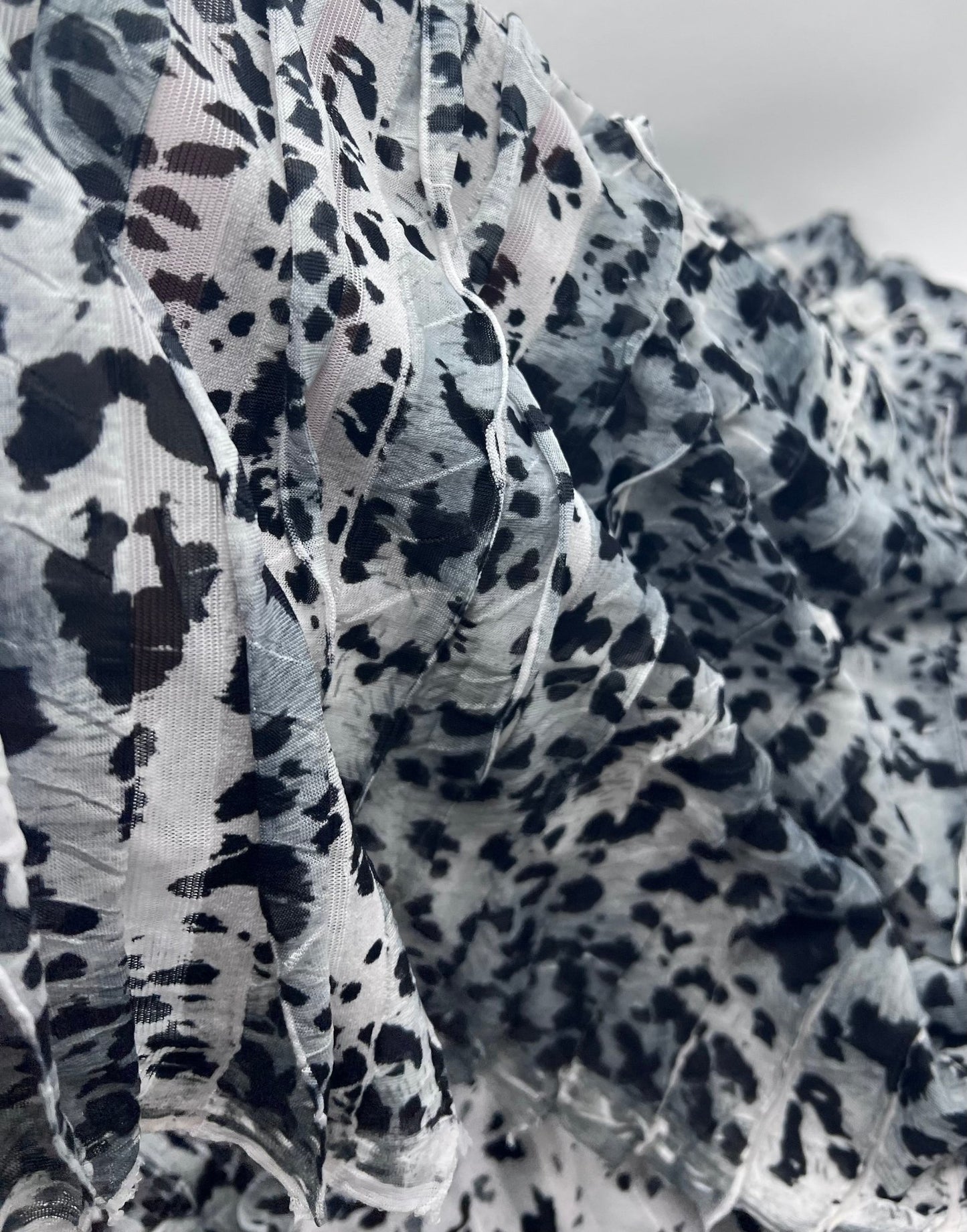 Animal Silver Grey Textured Ruffle Lightweight Fabric - T9 Fabrics