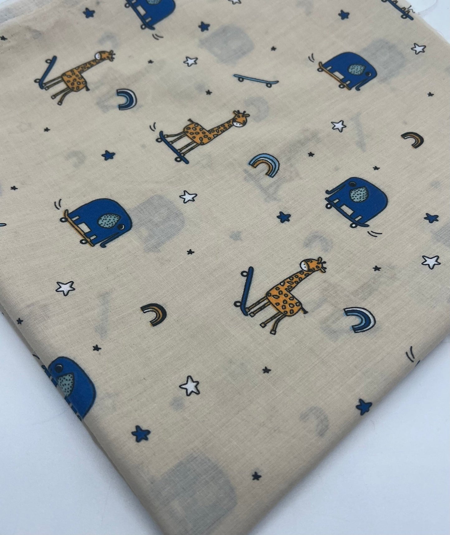 Animals Scoot Beige Printed Poly Cotton 90 GSM 80/20 44 Inch Non Stretch - T9 Fabrics