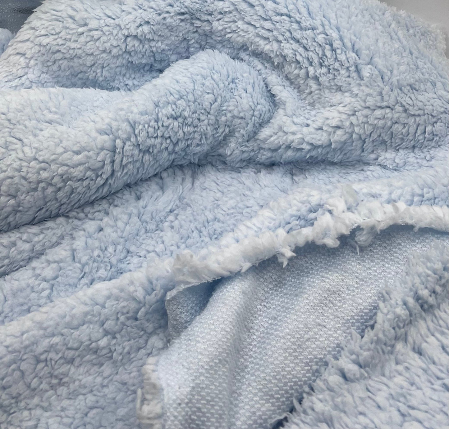 Baby Blue Sherpa Fleece Fluffy Borg Faux Fur Fabric - T9 Fabrics