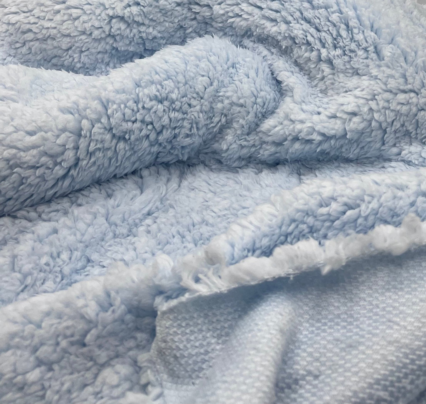 Baby Blue Sherpa Fleece Fluffy Borg Faux Fur Fabric - T9 Fabrics