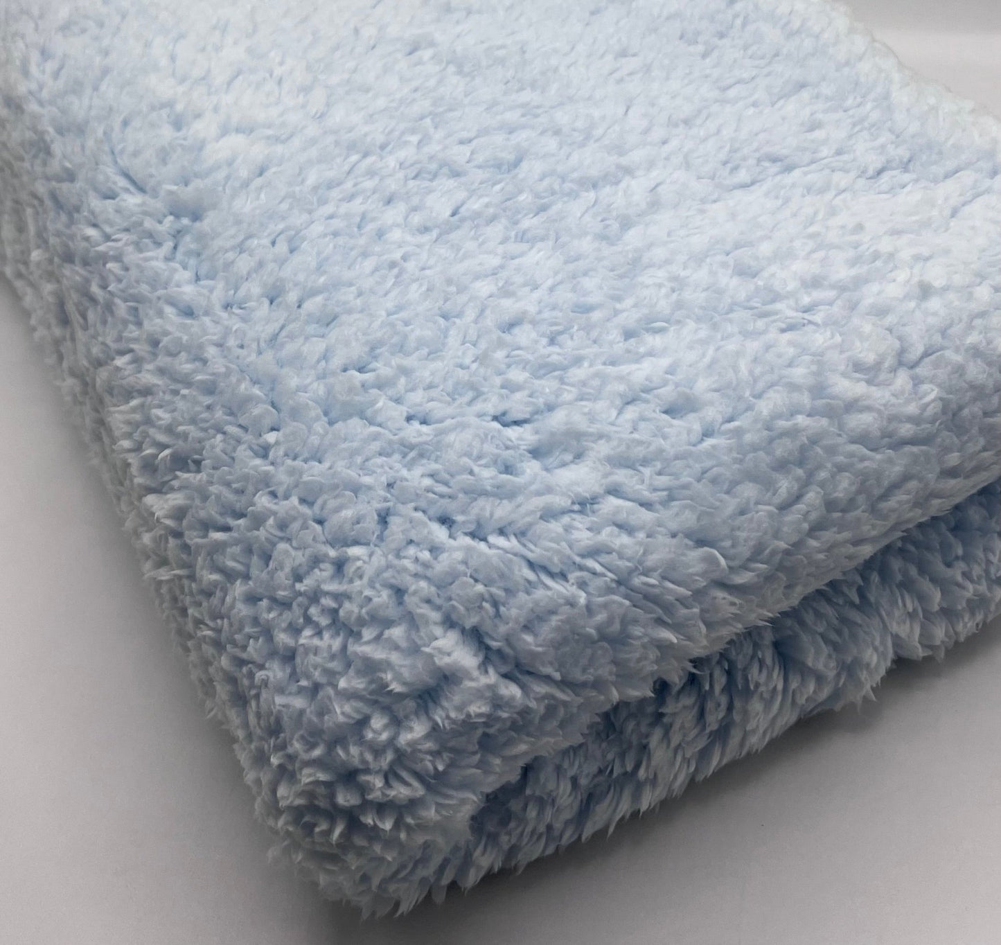 Baby Blue Sherpa Fleece Fluffy Borg Faux Fur Fabric - T9 Fabrics