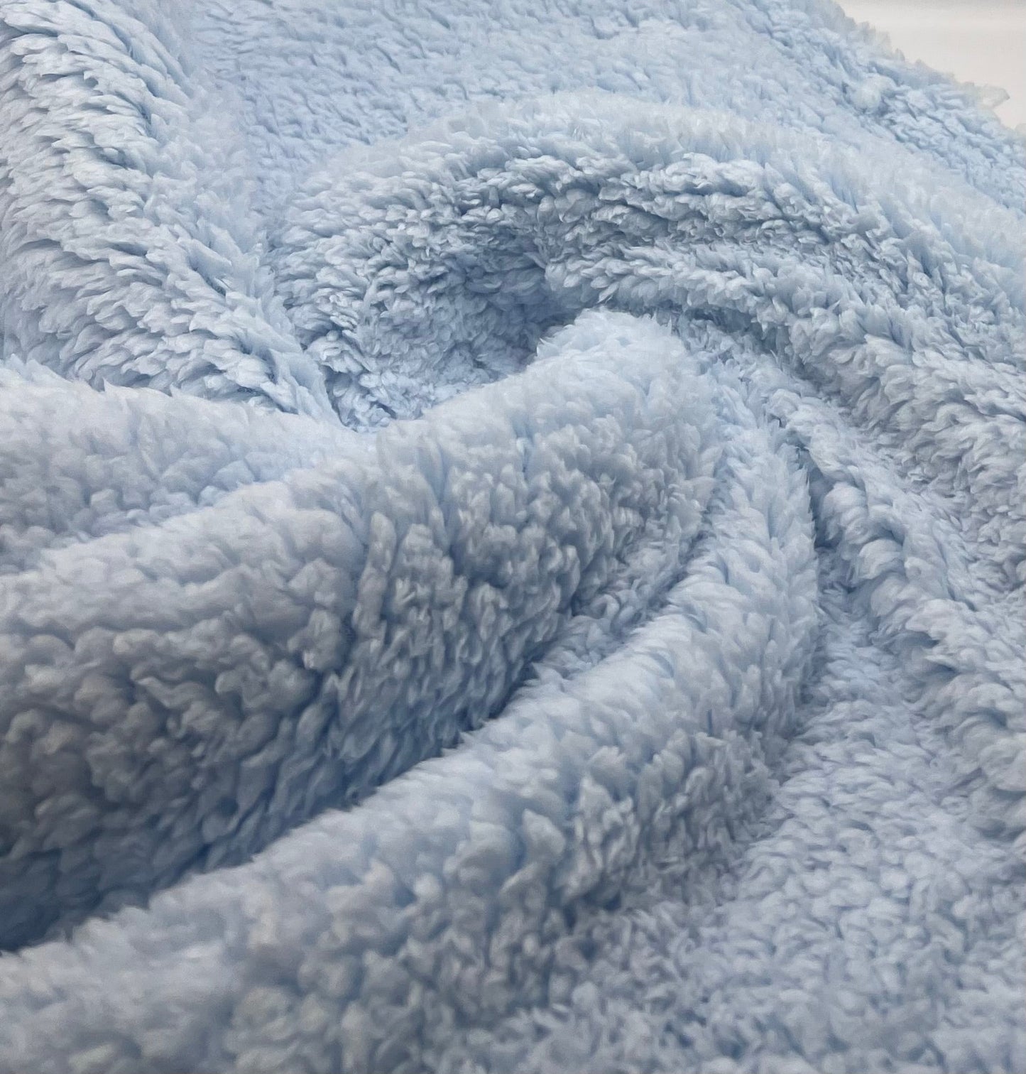Baby Blue Sherpa Fleece Fluffy Borg Faux Fur Fabric - T9 Fabrics