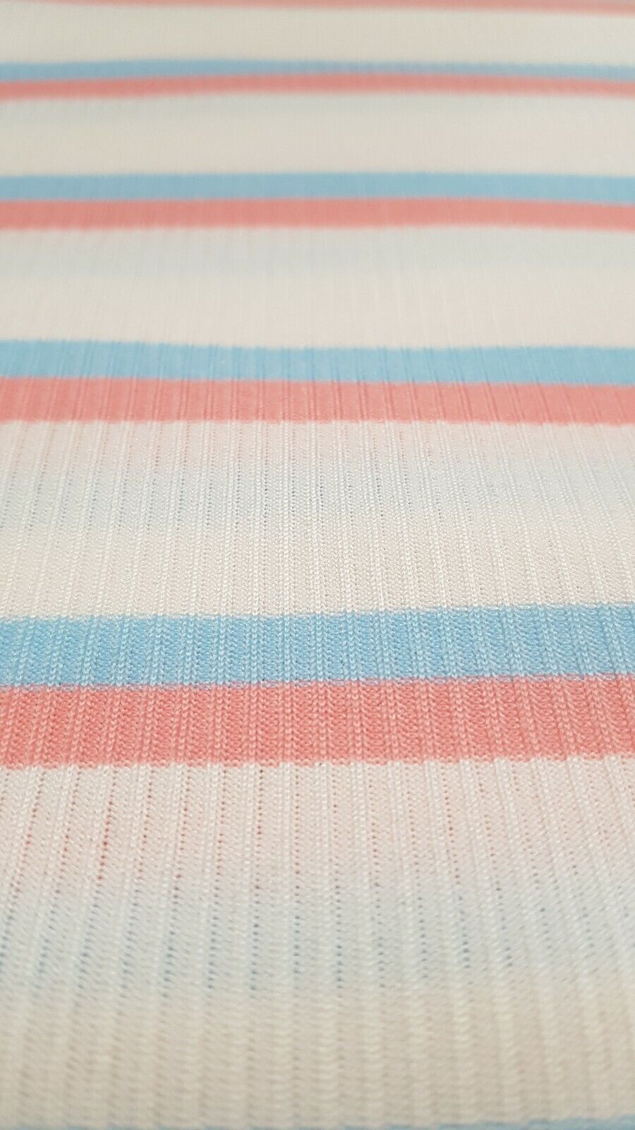 Baby Pink & Baby Blue Striped Fine Rib Stretch Fabric - T9 Fabrics