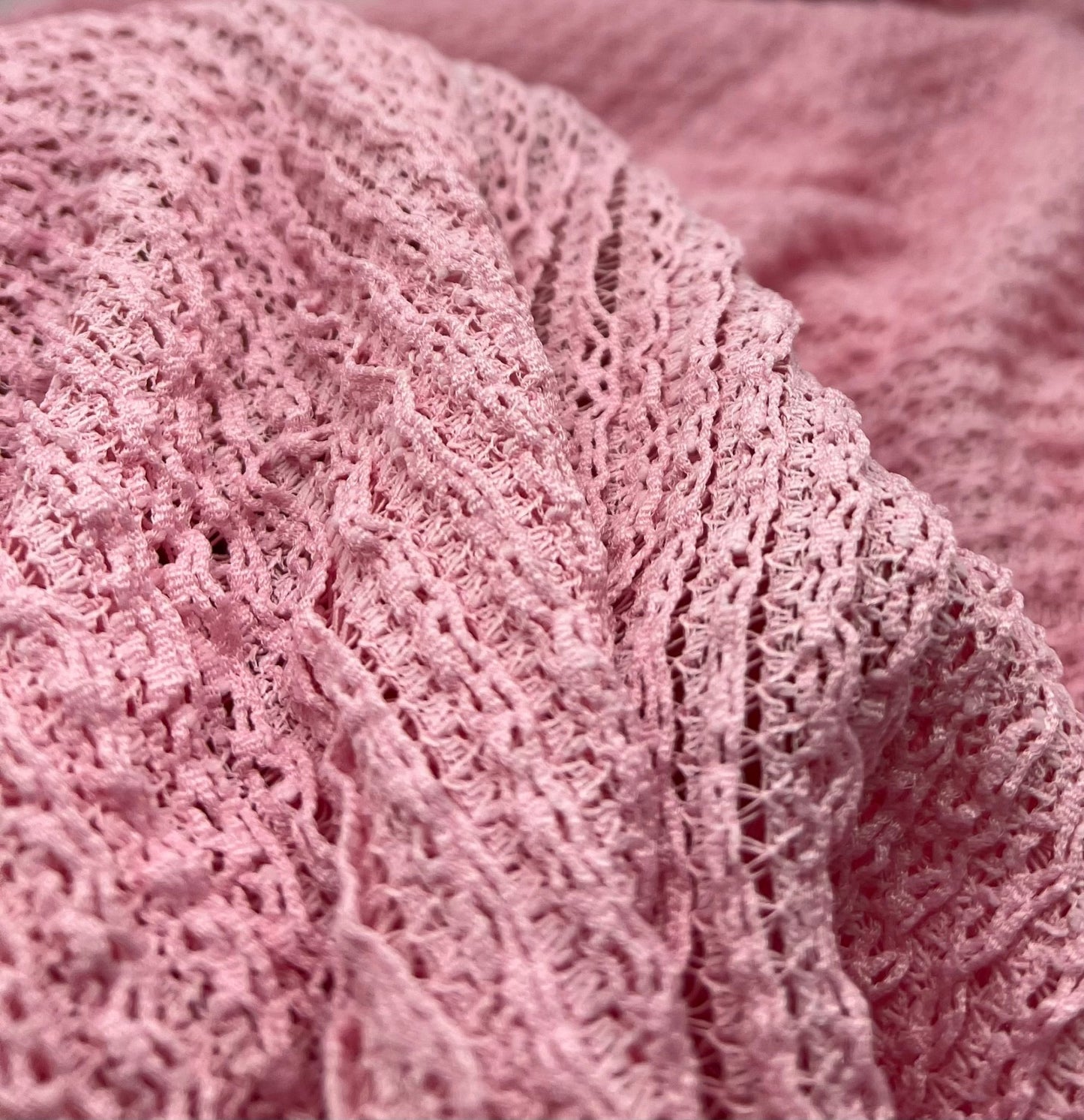 Baby Pink Ruffle Stretch Knitted Fabric - T9 Fabrics