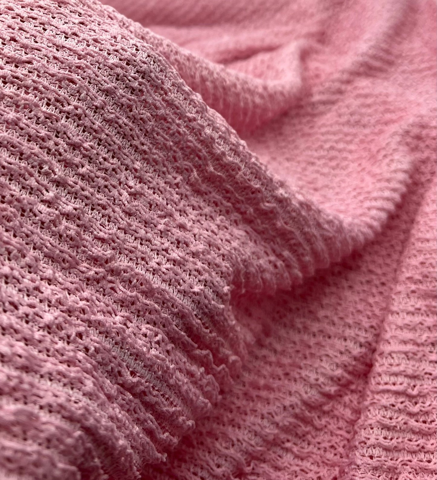 Baby Pink Ruffle Stretch Knitted Fabric - T9 Fabrics