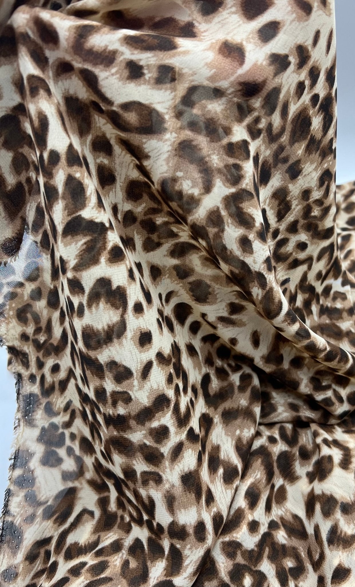 Beige Brown Animal Printed Chiffon Dress Fabric - T9 Fabrics