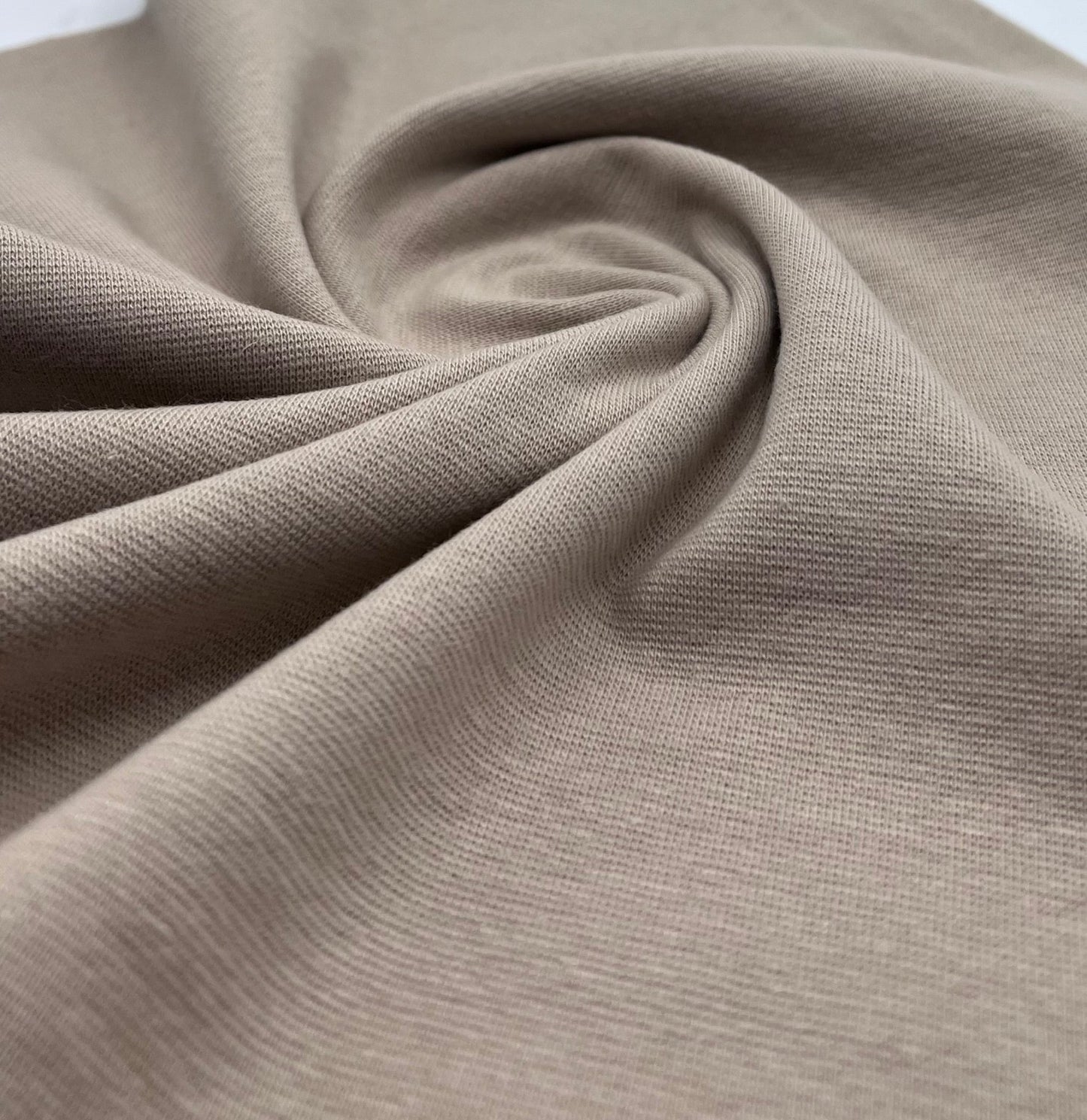 Beige Jersey Cuffing Ribbing Fabric 270 GSM Cotton Knit 70cm Wide - T9 Fabrics
