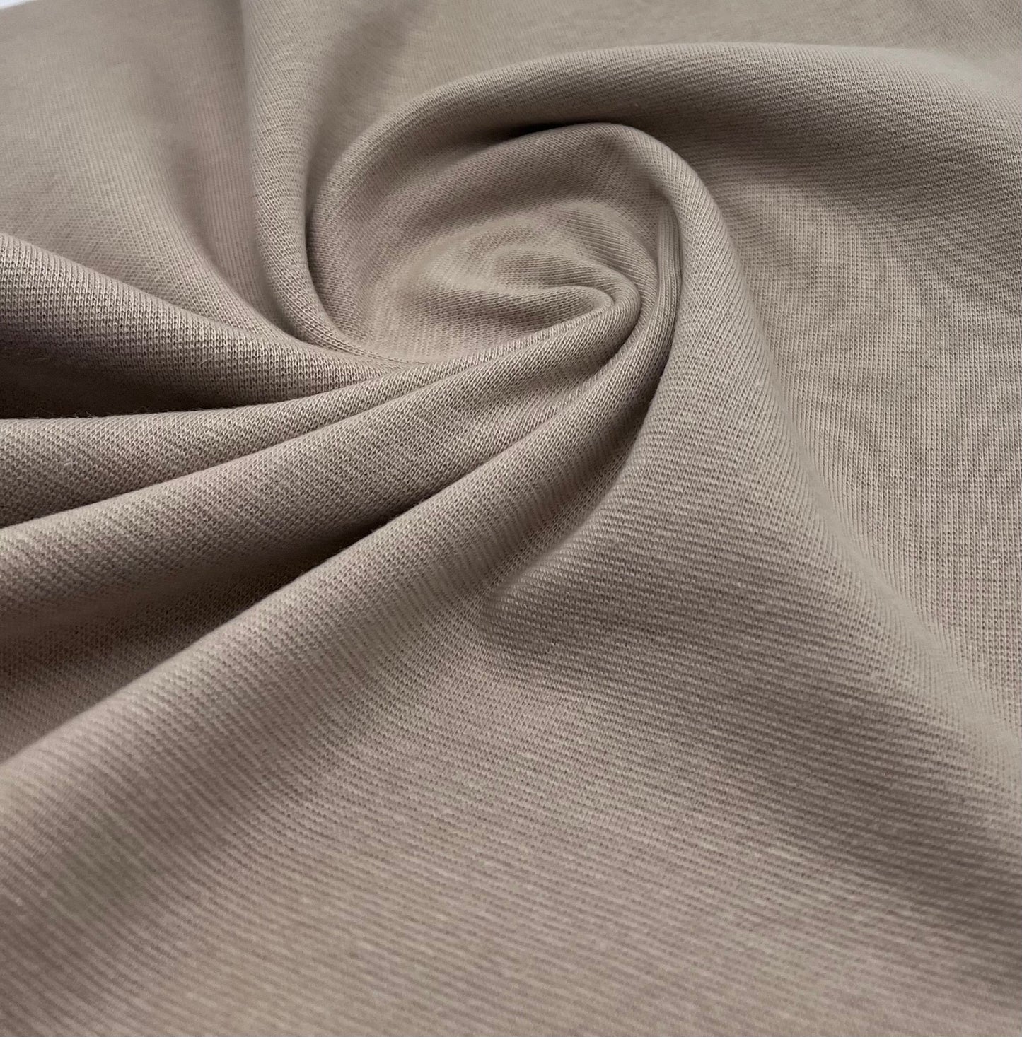 Beige Jersey Cuffing Ribbing Fabric 270 GSM Cotton Knit 70cm Wide - T9 Fabrics