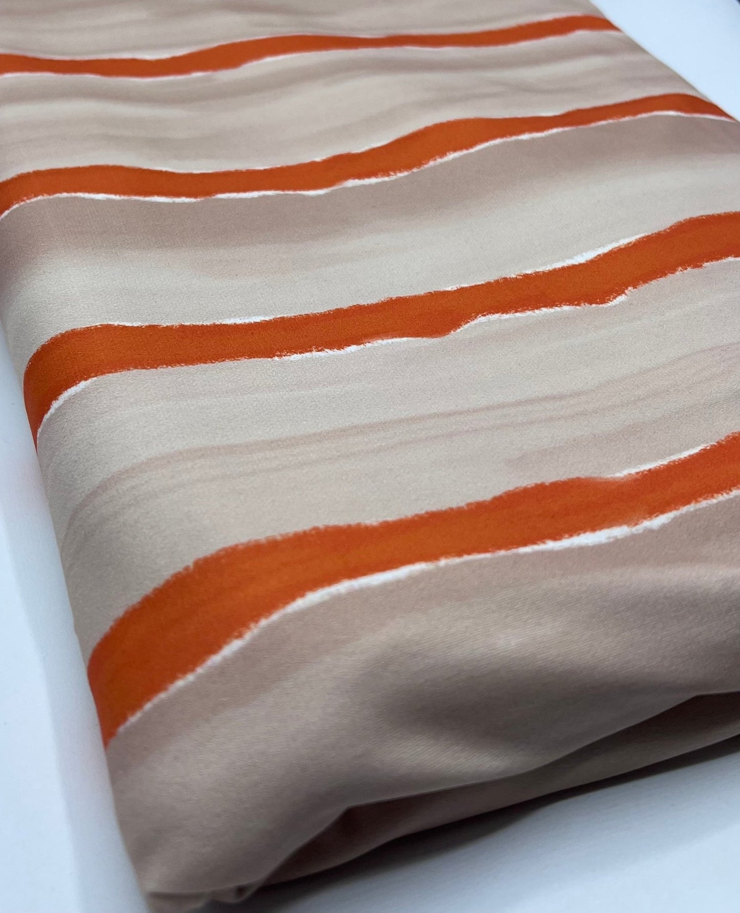 Beige Orange Stripe ITY Fabric - T9 Fabrics