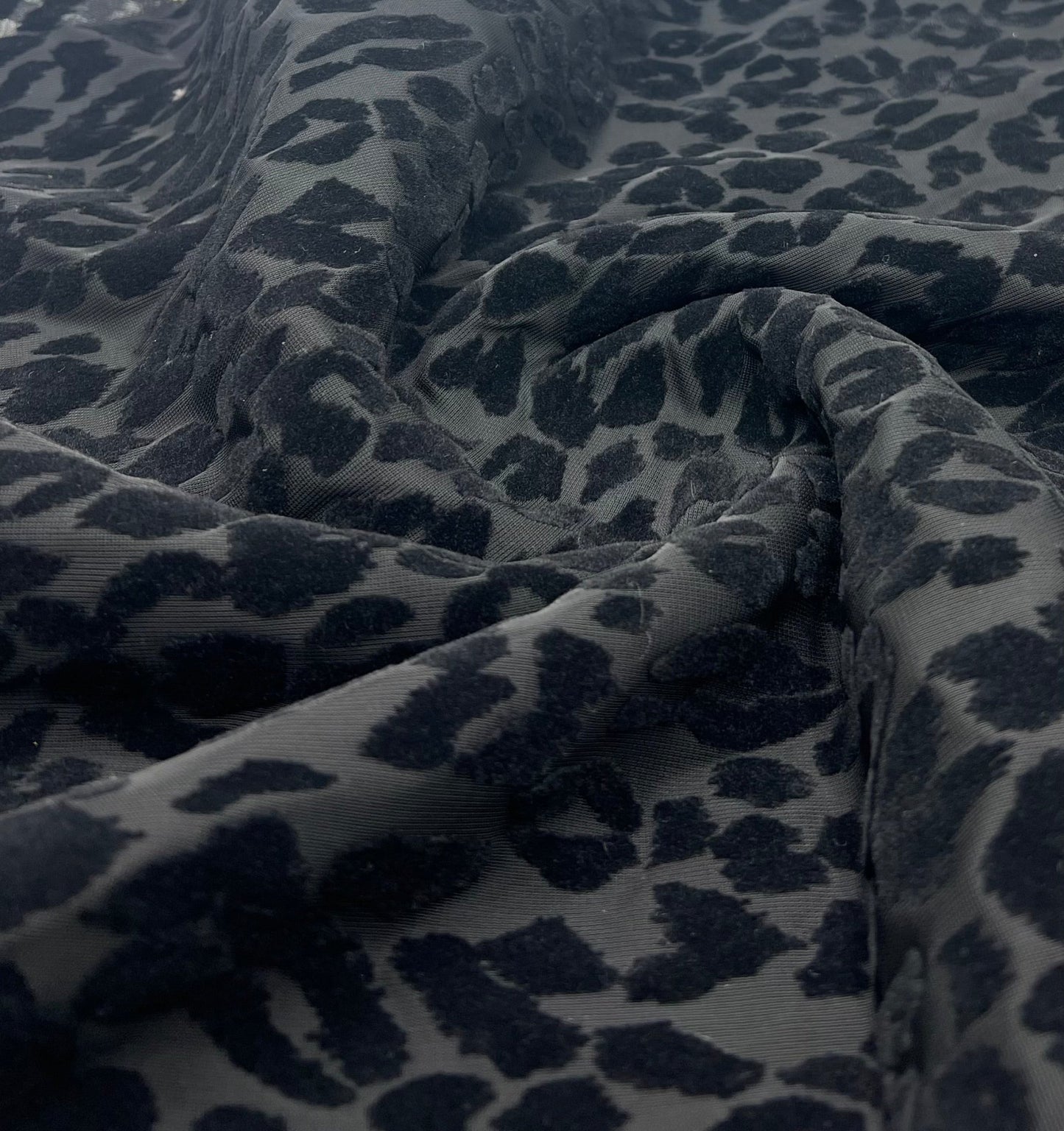 Black Animal Embossed Mesh Fabric 2 Way Stretch - T9 Fabrics