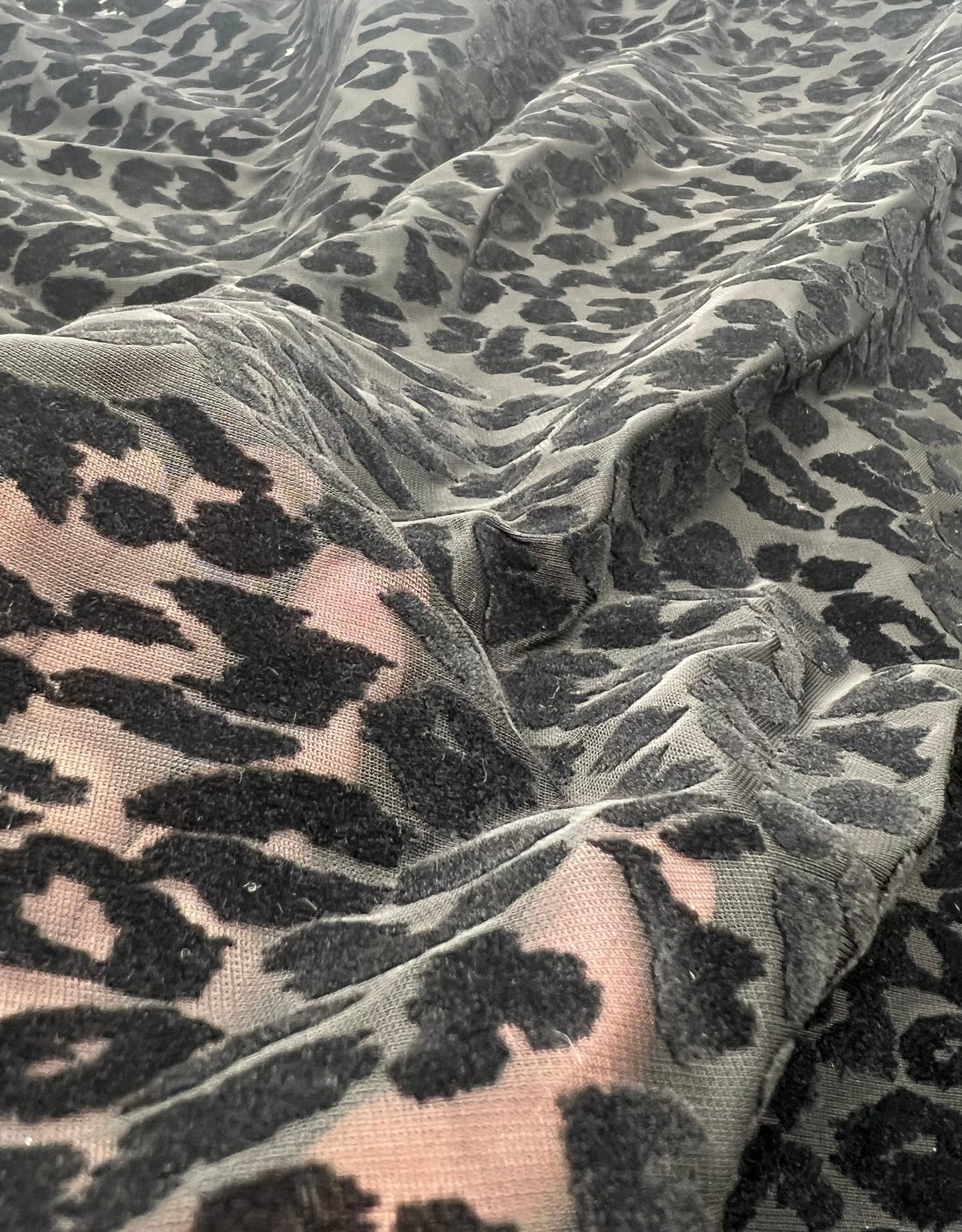 Black Animal Embossed Mesh Fabric 2 Way Stretch - T9 Fabrics