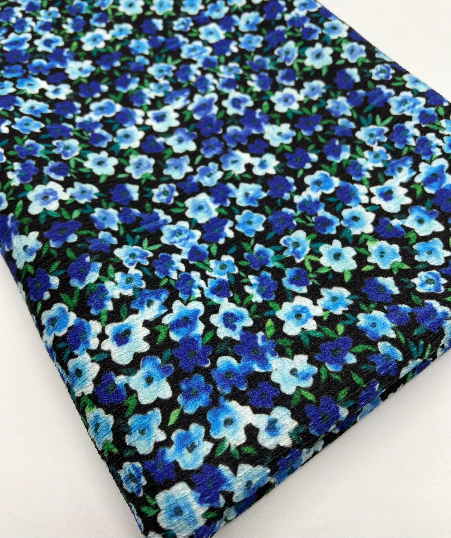 Black Blue Green Floral Tree Bark Stretch Dress Craft Fabric - T9 Fabrics