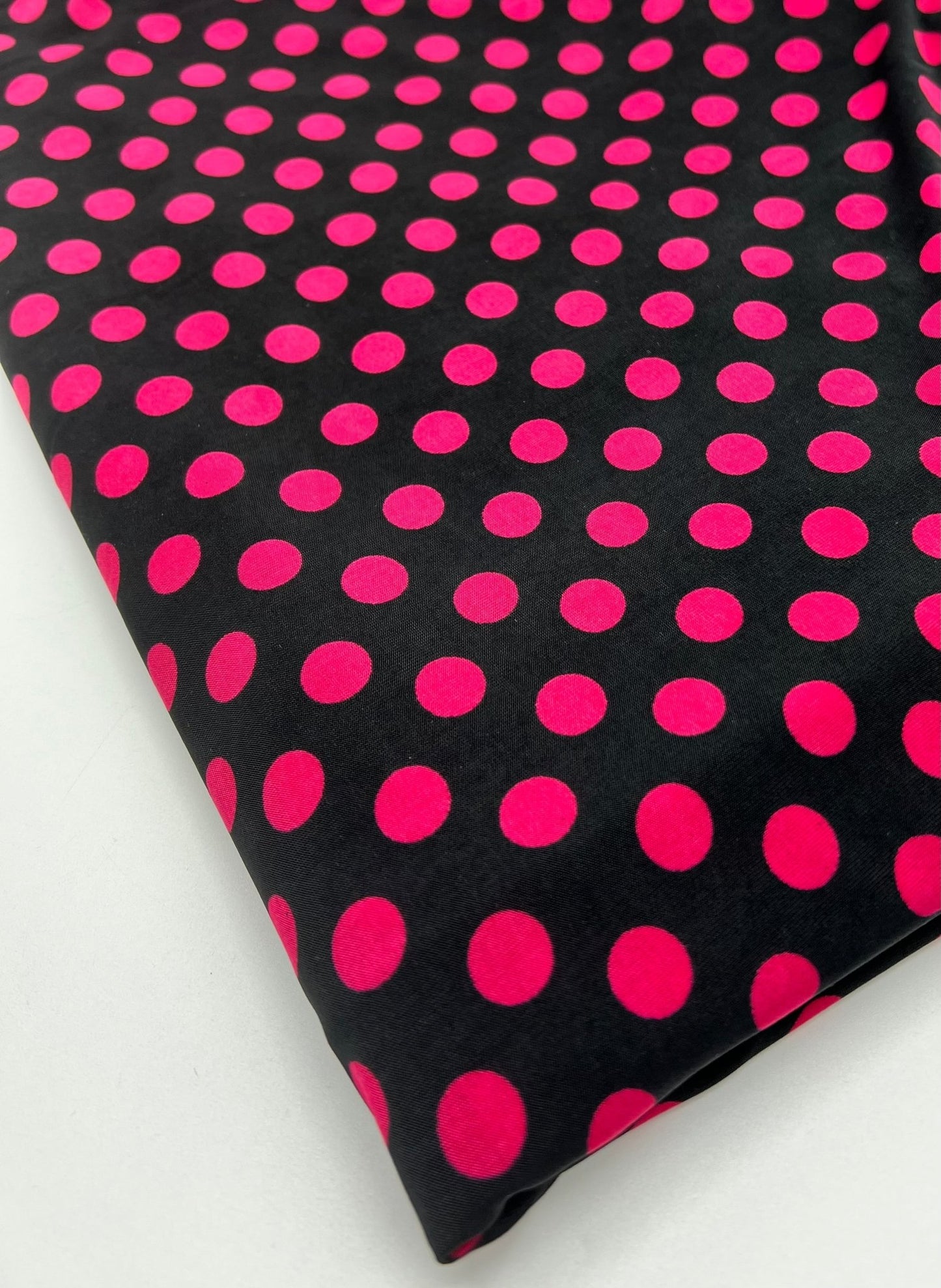 Black Burgundy Polka Spot Print Soft Touch 4 Way Stretch Fabric - T9 Fabrics