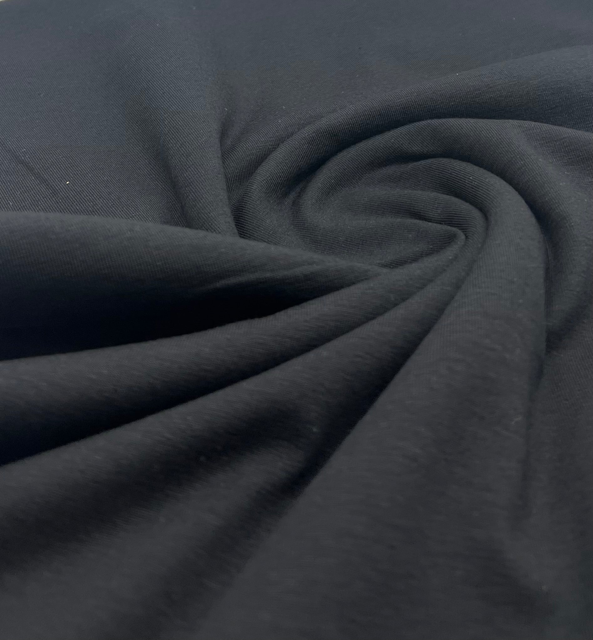 Black Cotton Stretch Jersey 200 GSM 95/5 Lycra 4 Way Stretch - T9 Fabrics
