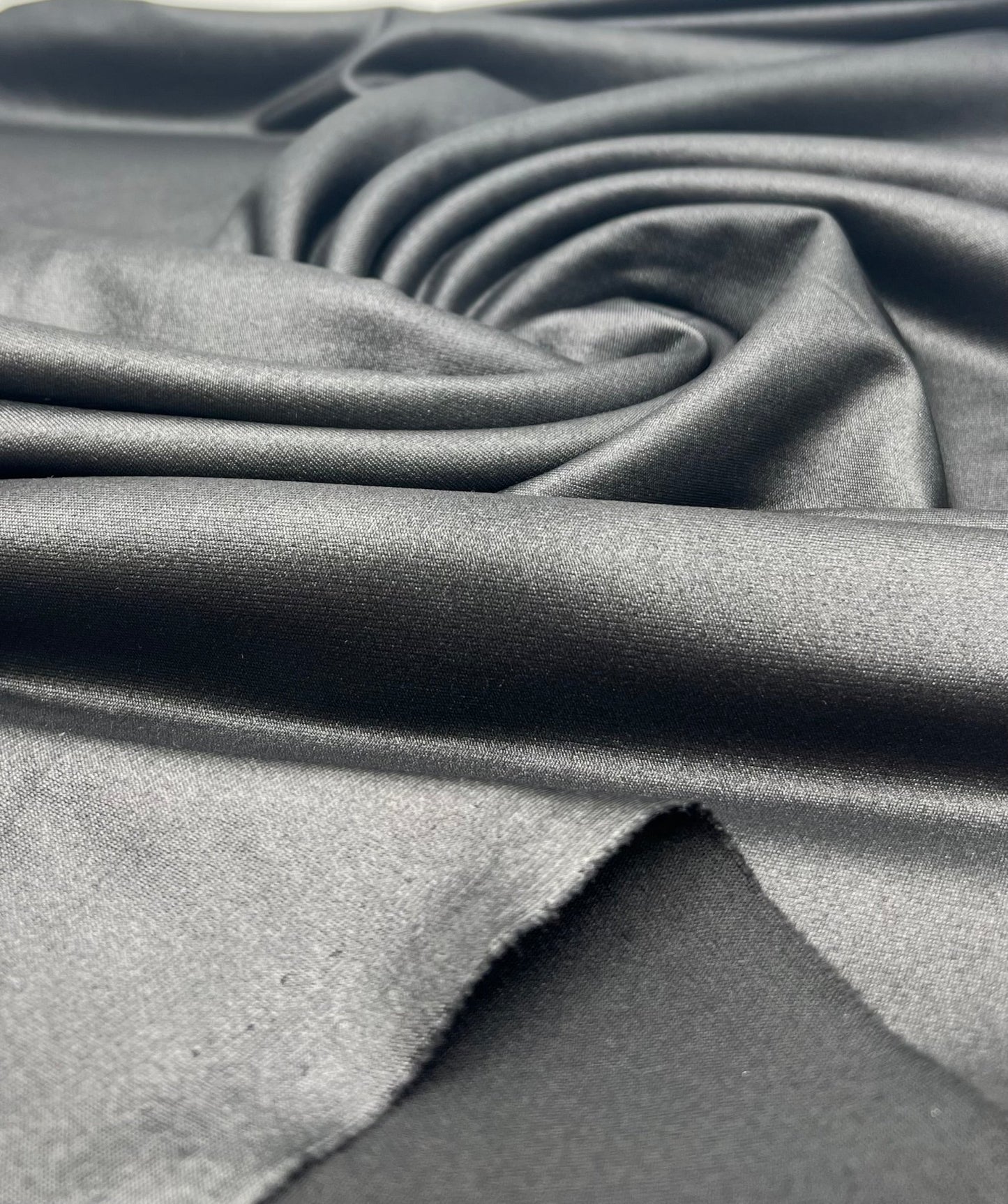 Black Cupro Wet look Leather 2 Way Stretch Dress Craft Fabric - T9 Fabrics