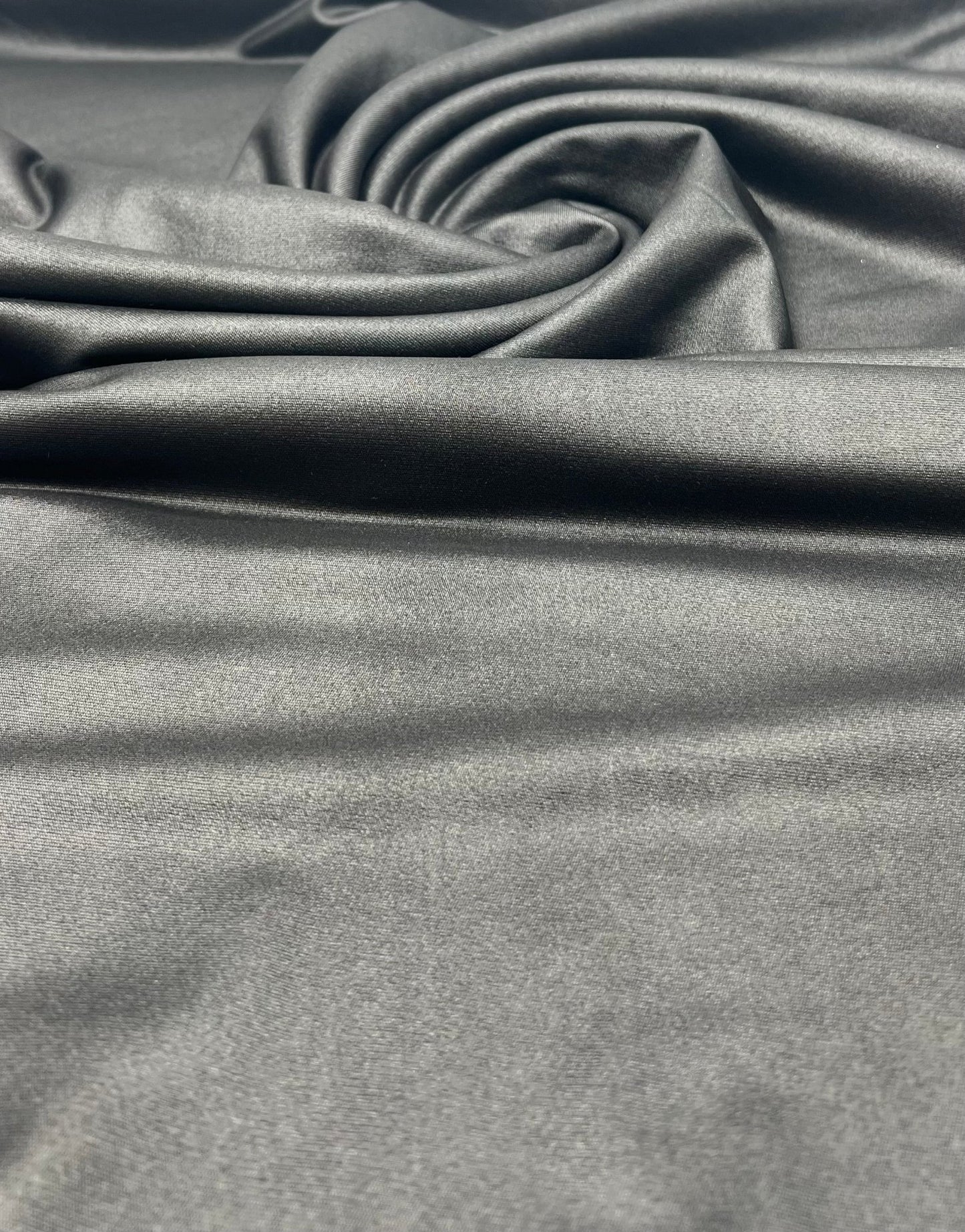 Black Cupro Wet look Leather 2 Way Stretch Dress Craft Fabric - T9 Fabrics